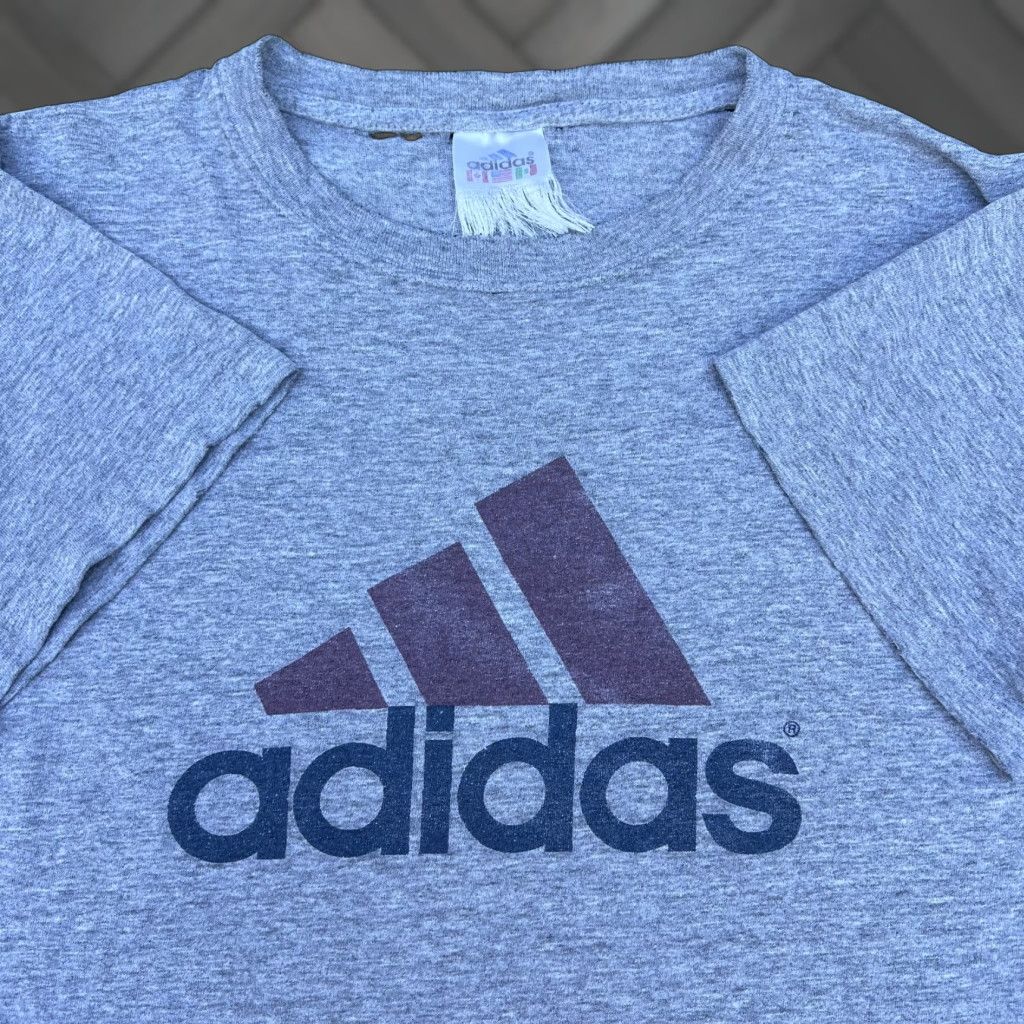 Adidas VINTAGE adidas T-Shirt Mens M Gray 90s Logo Spellout Sportswear Short Sleeve Crew Neck Cotton Shirt Mens Regular 90s Sports USA Size US M / EU 48-50 / 2 - 1 Thumbnail