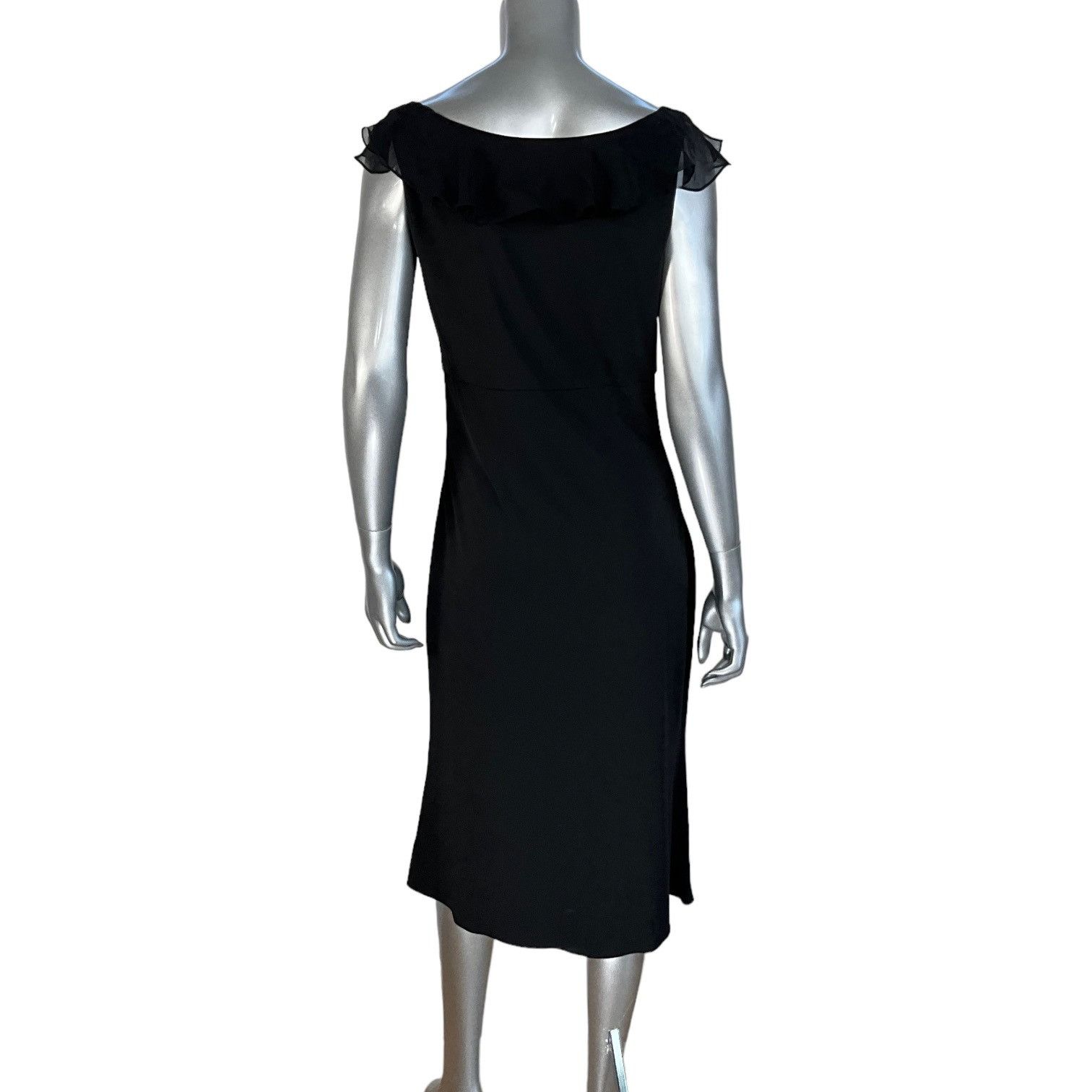 Elie Tahari Elie Tahari Maggie Silk Blend Black Midi Dress Size XL / US 12-14 / IT 48-50 - 2 Thumbnail