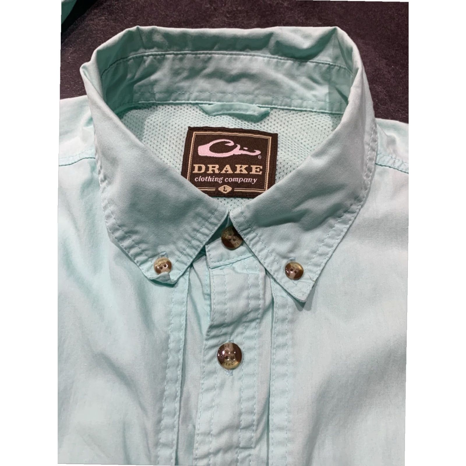 Vintage VINTAGE Drake Men Plaid Button Up Long Sleeve Shirt Aqua Large Regular Fit Outdoor Pockets Mens Size US L / EU 52-54 / 3 - 6 Thumbnail