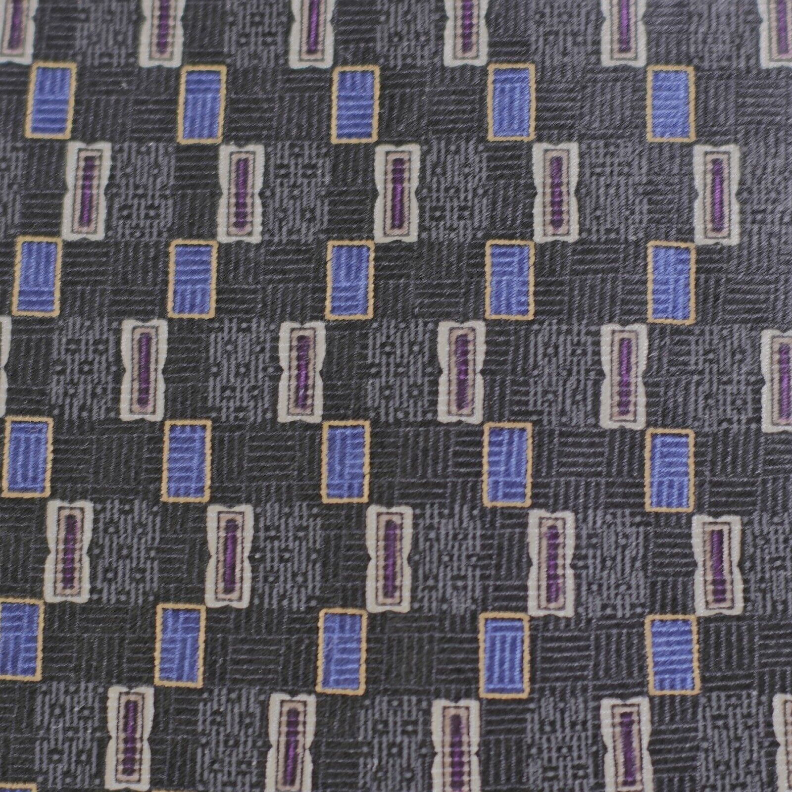 Stafford Stafford Black Blue Geometric Woven Wide Silk Tie Size ONE SIZE - 2 Thumbnail