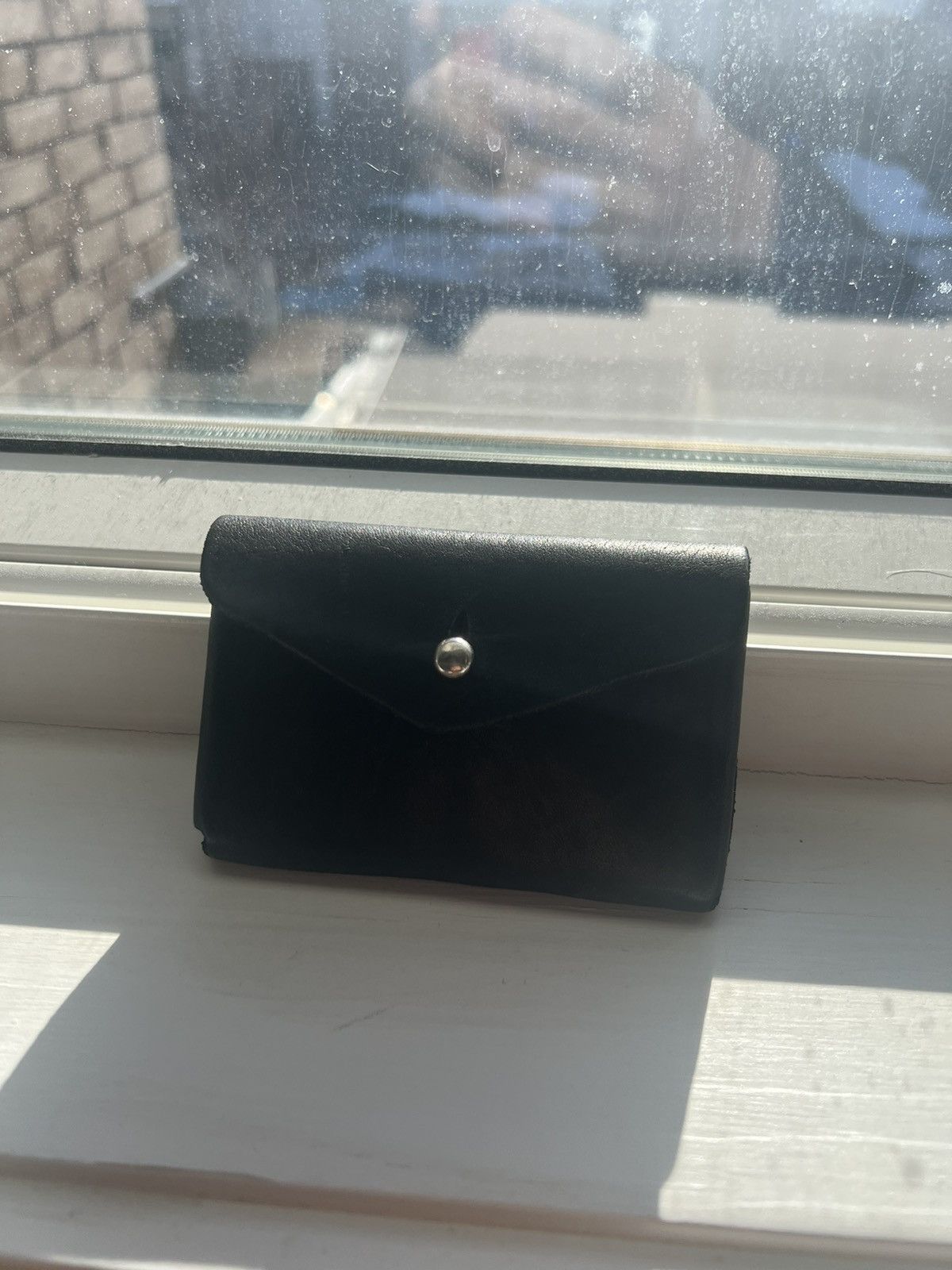 image of Guidi Black Fold Over Card Holder, Men's