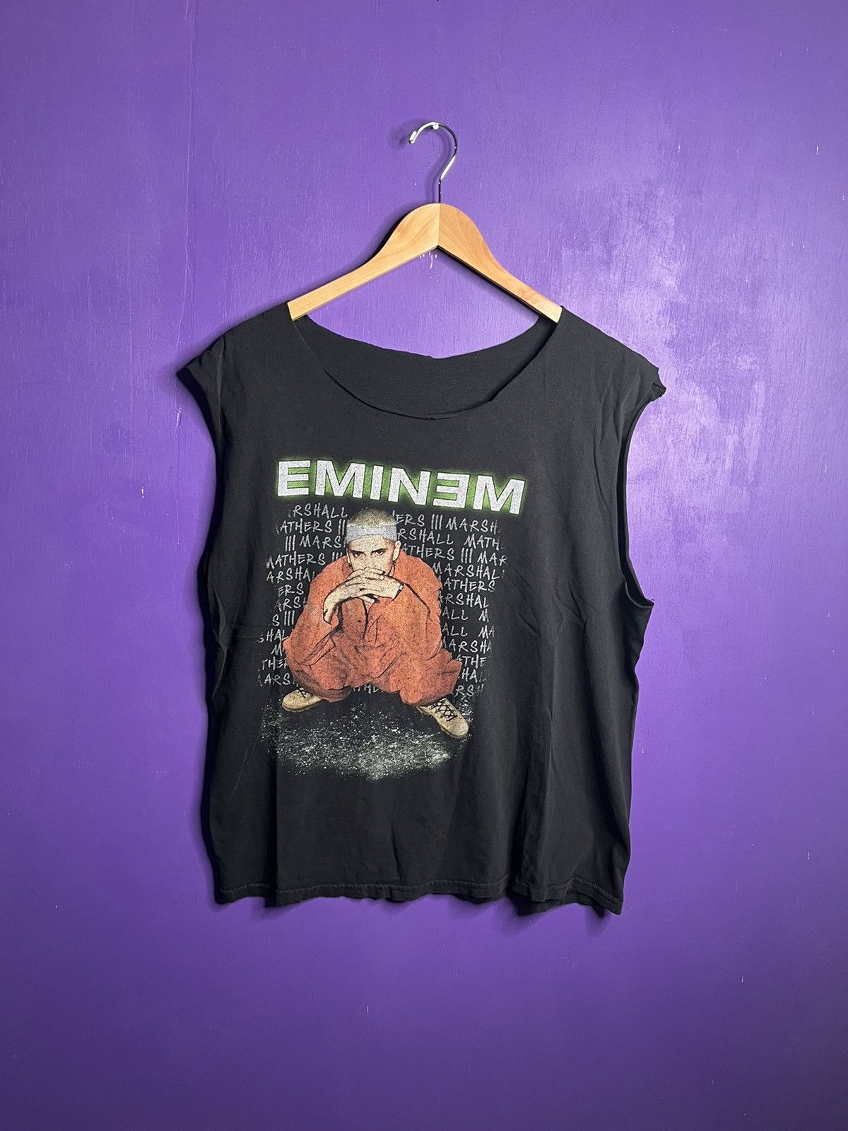 Band Tees × Vintage Vintage 90s Eminem criminal chopped tank top Size US L / EU 52-54 / 3 - 1 Thumbnail