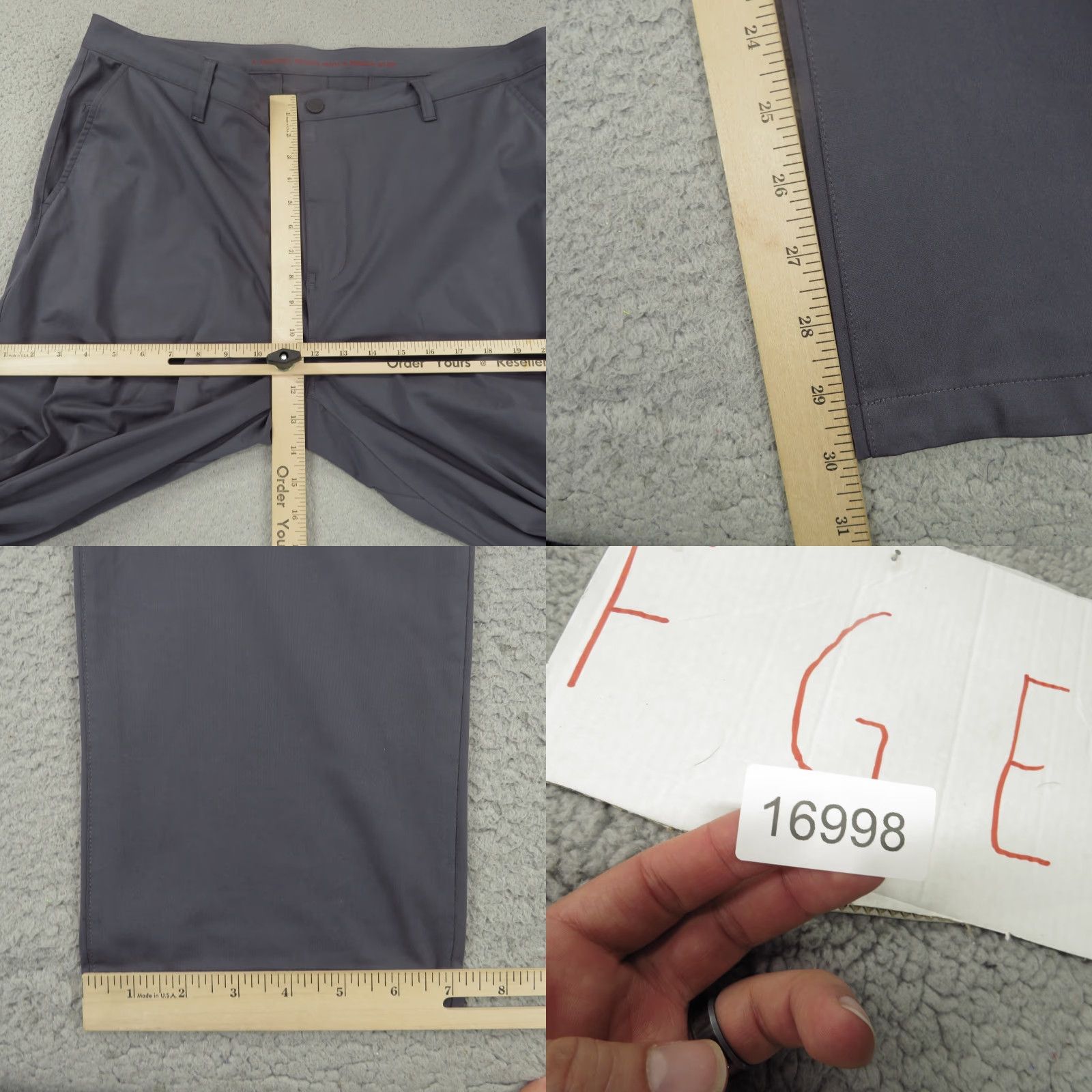 Rhone Rhone Pants Mens 40x30 Grey Commuter Slim Golf Stretch Performance Chinos Flex Size US 40 / EU 56 - 9 Thumbnail