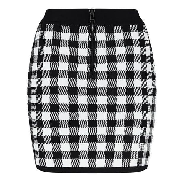 Balmain o1g2r1mq0924 Check Mini Skirts in Noir & Blanc Size 25" / US 0 / IT 36 - 2 Thumbnail