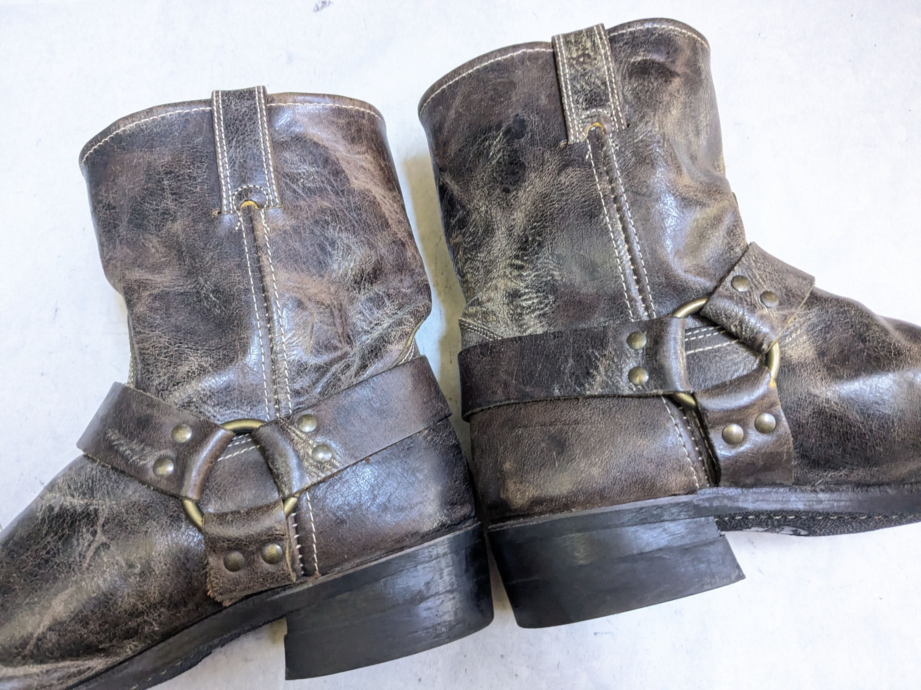 Frye Frye Harness Boots Brown Leather 12 M USA Buckle Strap Size US 12 / EU 45 - 11 Thumbnail