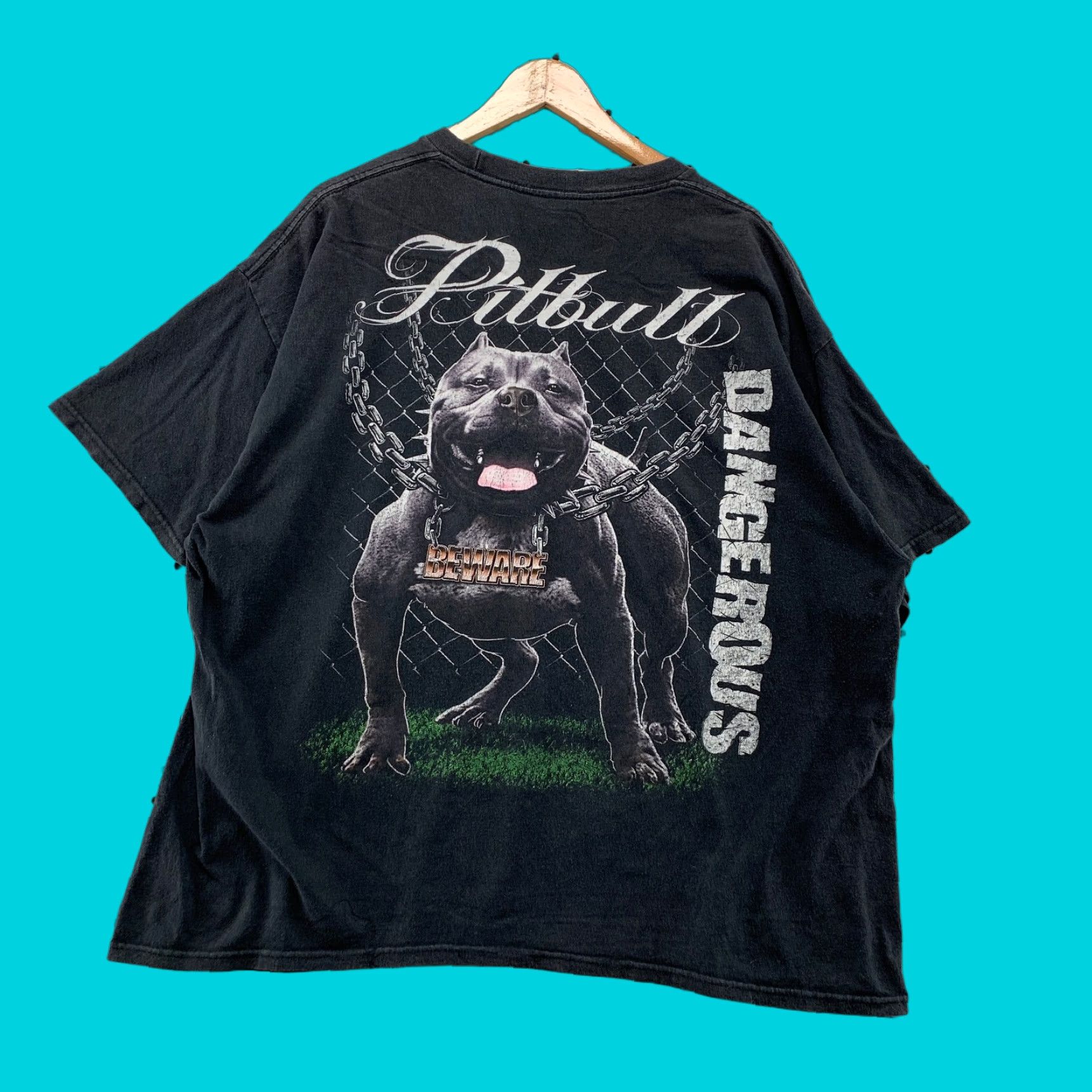 Vintage VINTAGE Beware Dangerous Pitbulls Shirt Mens 2XL Black Rap Tee Graphic 26x28 Shirt Mens 2XL Black Pitbulls War Dogs 90s Mens Size US XXL / EU 58 / 5 - 1 Thumbnail