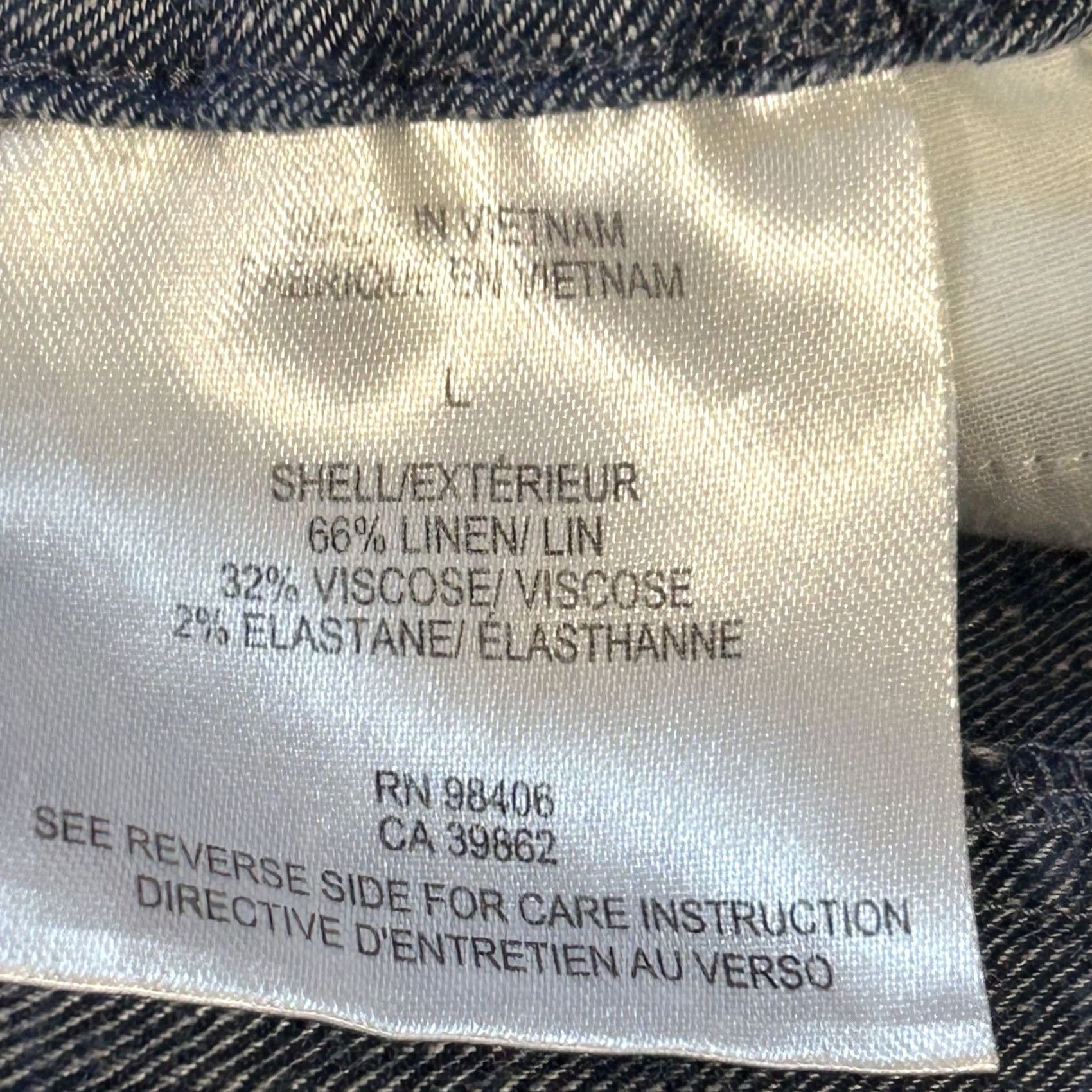 Theory Theory Blue Linen Blend Pants Women’s Large Regular Size L Ankle Stretch Logo Casual Pants Spring Summer Fall | Tapered Leg Women Size 36" / US 14 / IT 50 - 5 Thumbnail