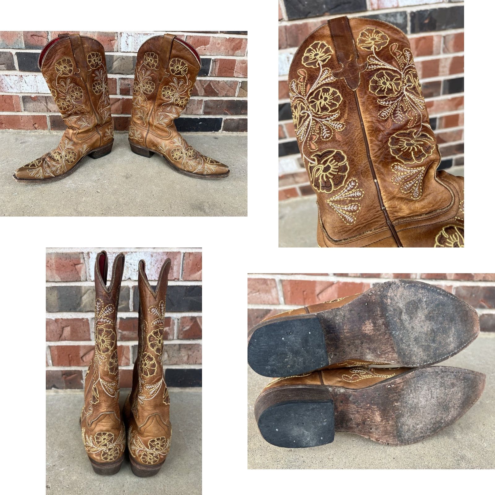 Vintage VINTAGE Macie Bean Bent Western Boots Women Brown Leather Floral Embroidered 8.5 Shoes/Boots Size US 9 / IT 39 - 8 Thumbnail