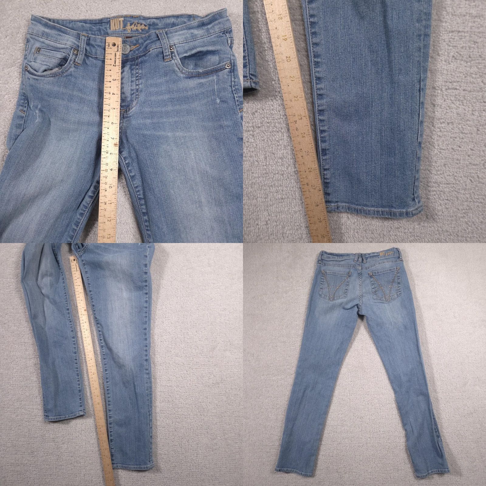 Vintage KUT from the Kloth Jeans Womens 4 Blue Mid Rise Skinny Stretch Embroidered Denim Size 27" / US 4 / IT 40 - 9 Thumbnail