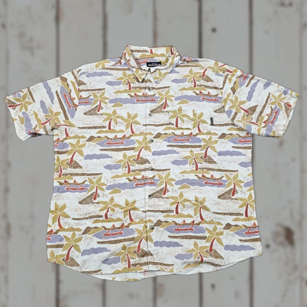 Vintage VINTAGE Woolrich Shirt Mens L Hawaiian Birch Tropical Canoe Short Sleeve Floral Pockets 60s-70s Mens Size US L / EU 52-54 / 3 - 1 Thumbnail