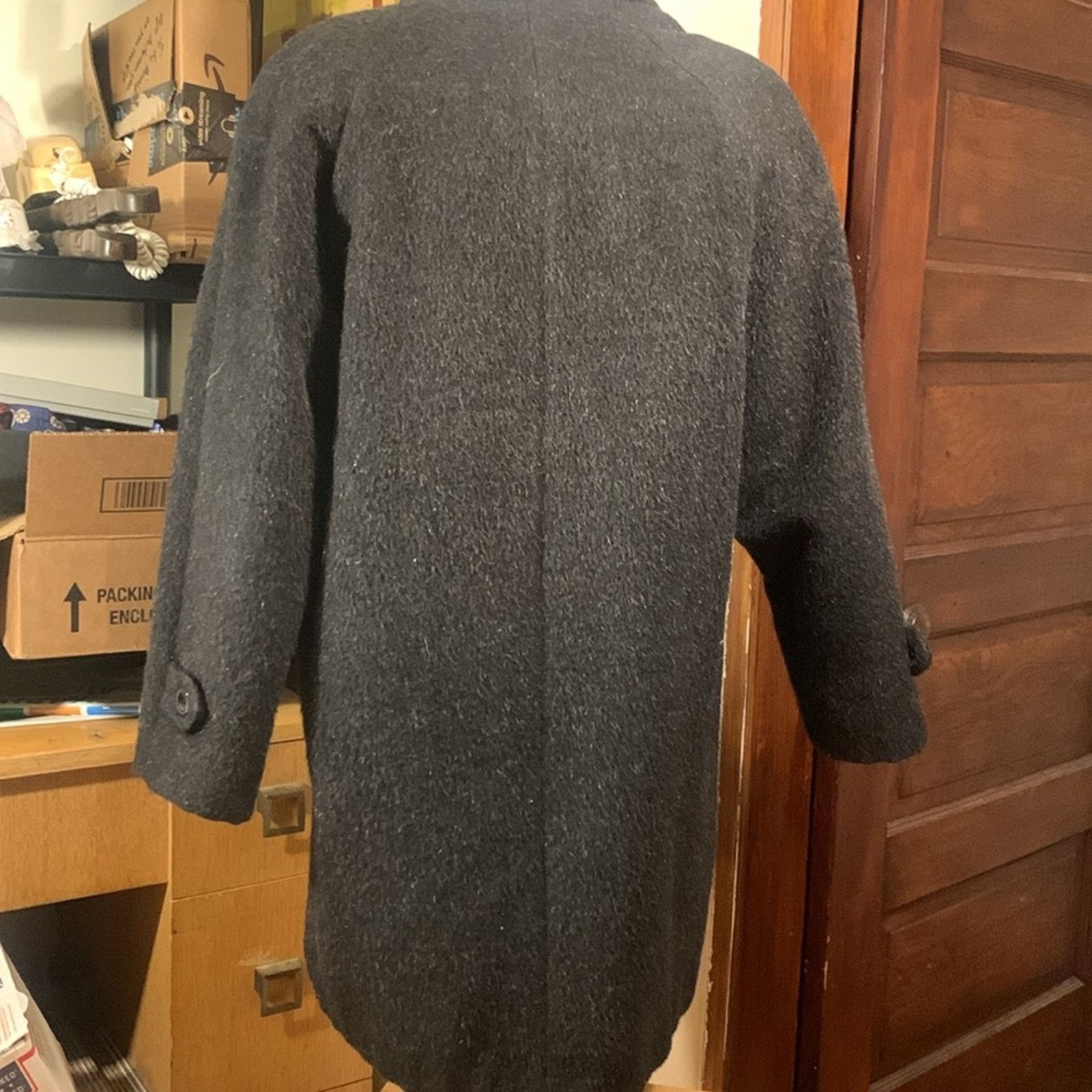 Vintage 90’s Larry Levine gray wool alpaca and mohair overcoat Size L / US 10 / IT 46 - 8 Thumbnail