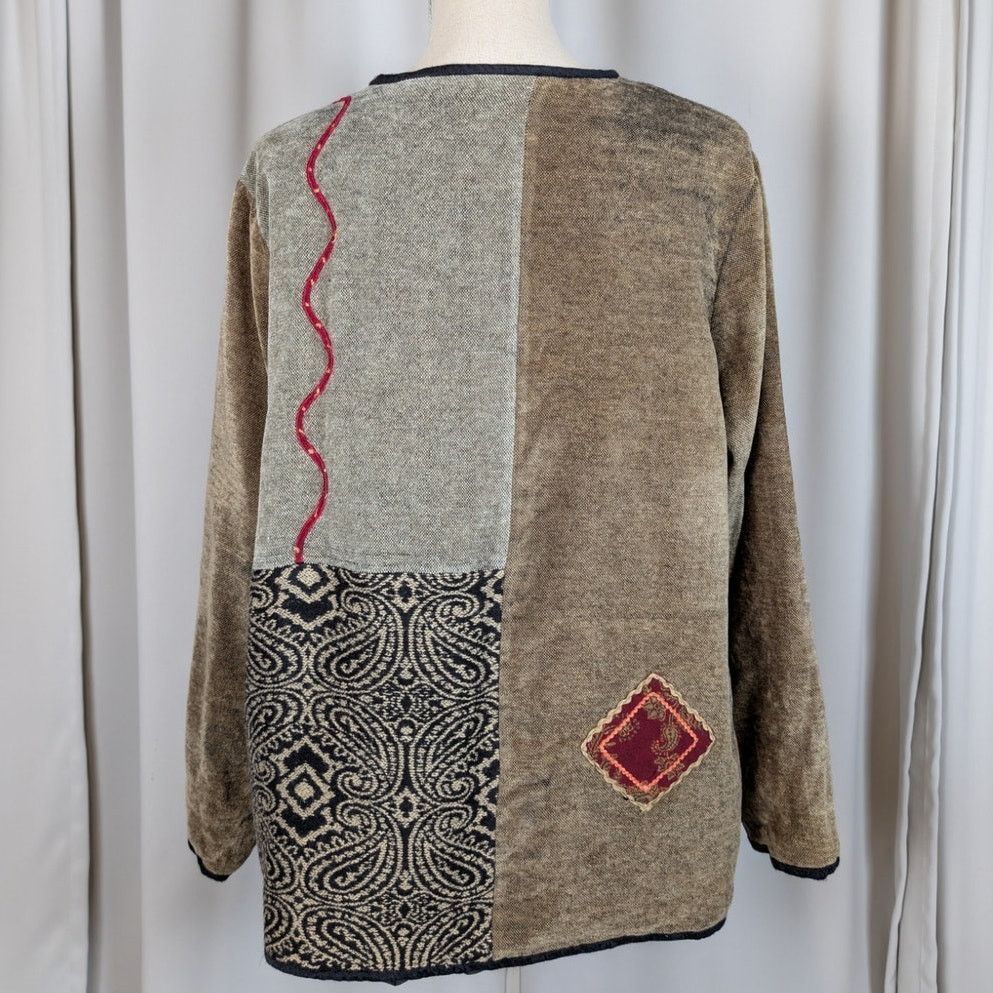 Other White Stag Patchwork Chenille Jacket L Boho Artsy Textured Size L / US 10 / IT 46 - 2 Thumbnail