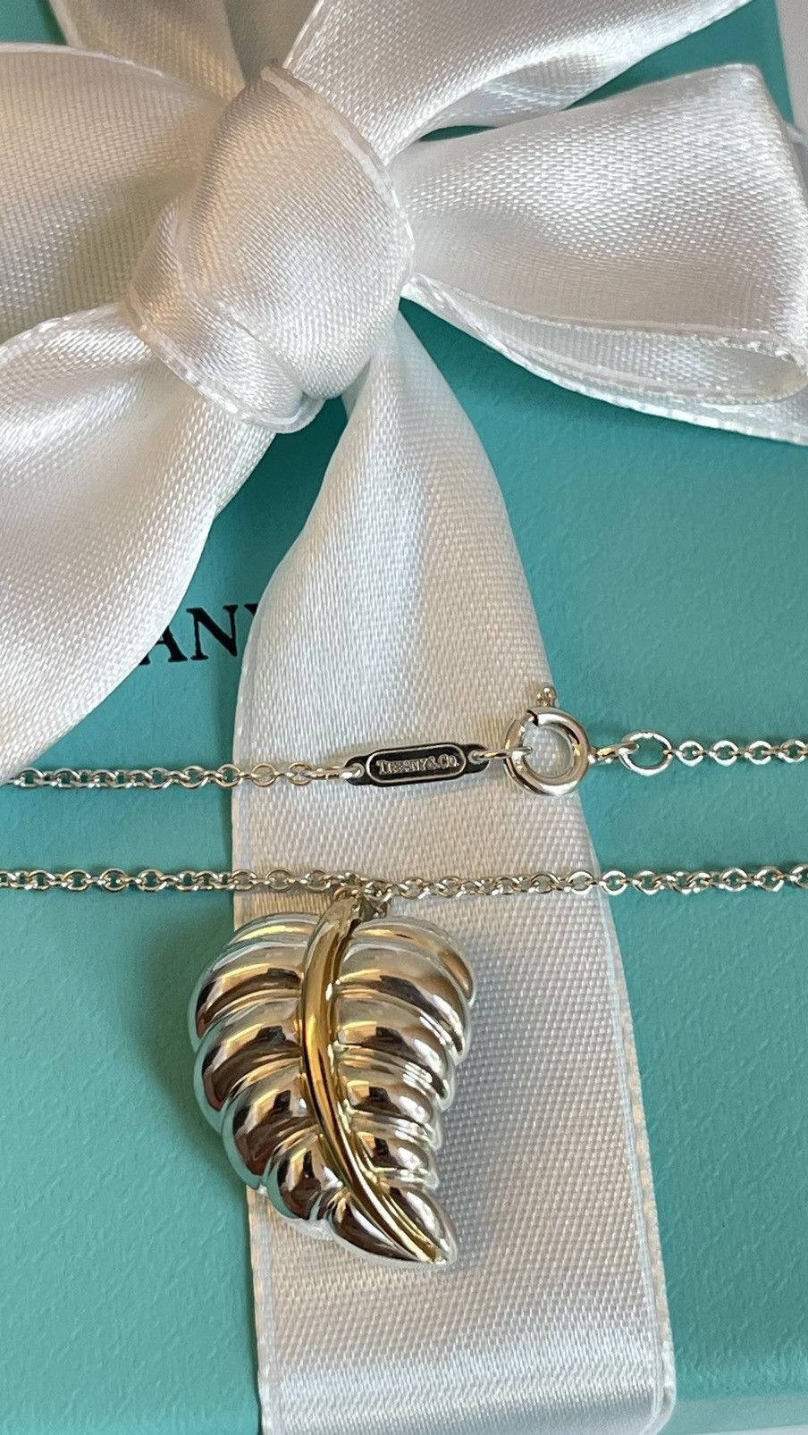 Tiffany & Co. Tiffany & Co leaf pendant Silver and YG 18K 18” with Box Size ONE SIZE - 12 Thumbnail
