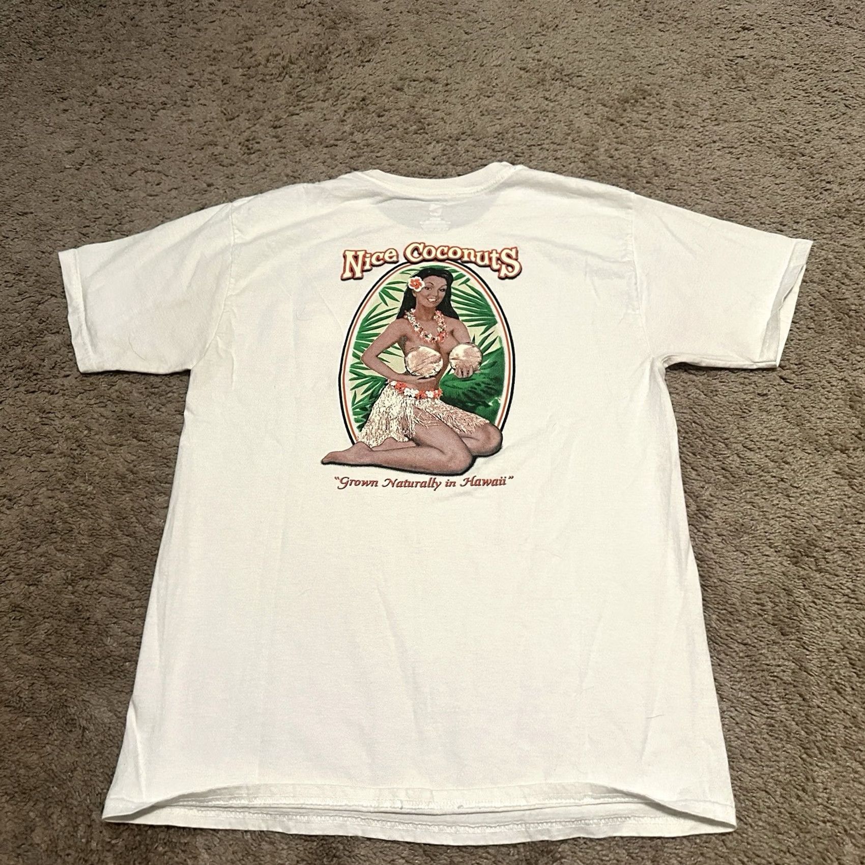 Hanes VINTAGE Nice Coconuts Shirt Men's Medium Graphic Print Pinup Girl Y2K Size US M / EU 48-50 / 2 - 4 Thumbnail