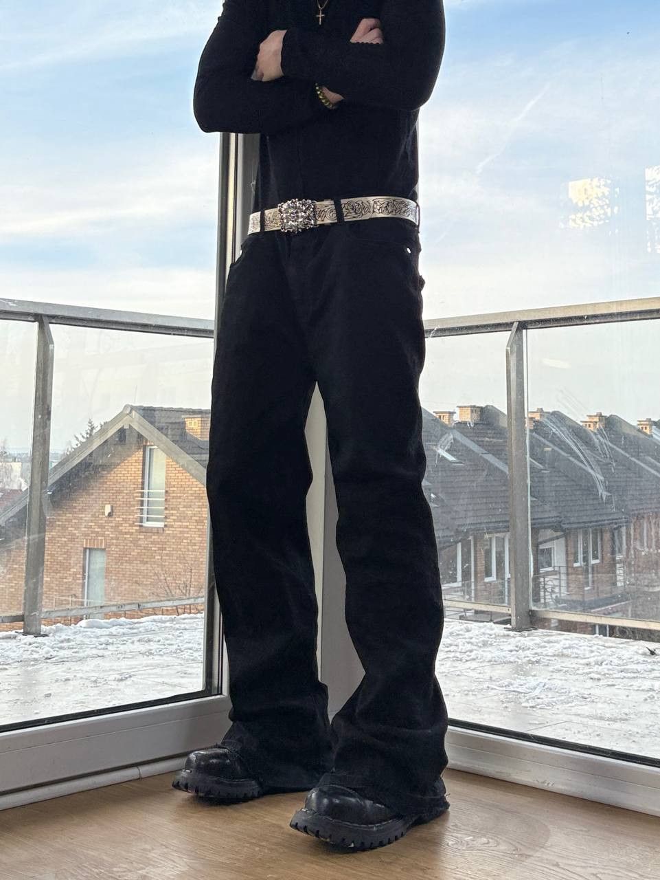 Japanese Brand flare bootcut custom black jeans Size US 34 / EU 50 - 4 Thumbnail
