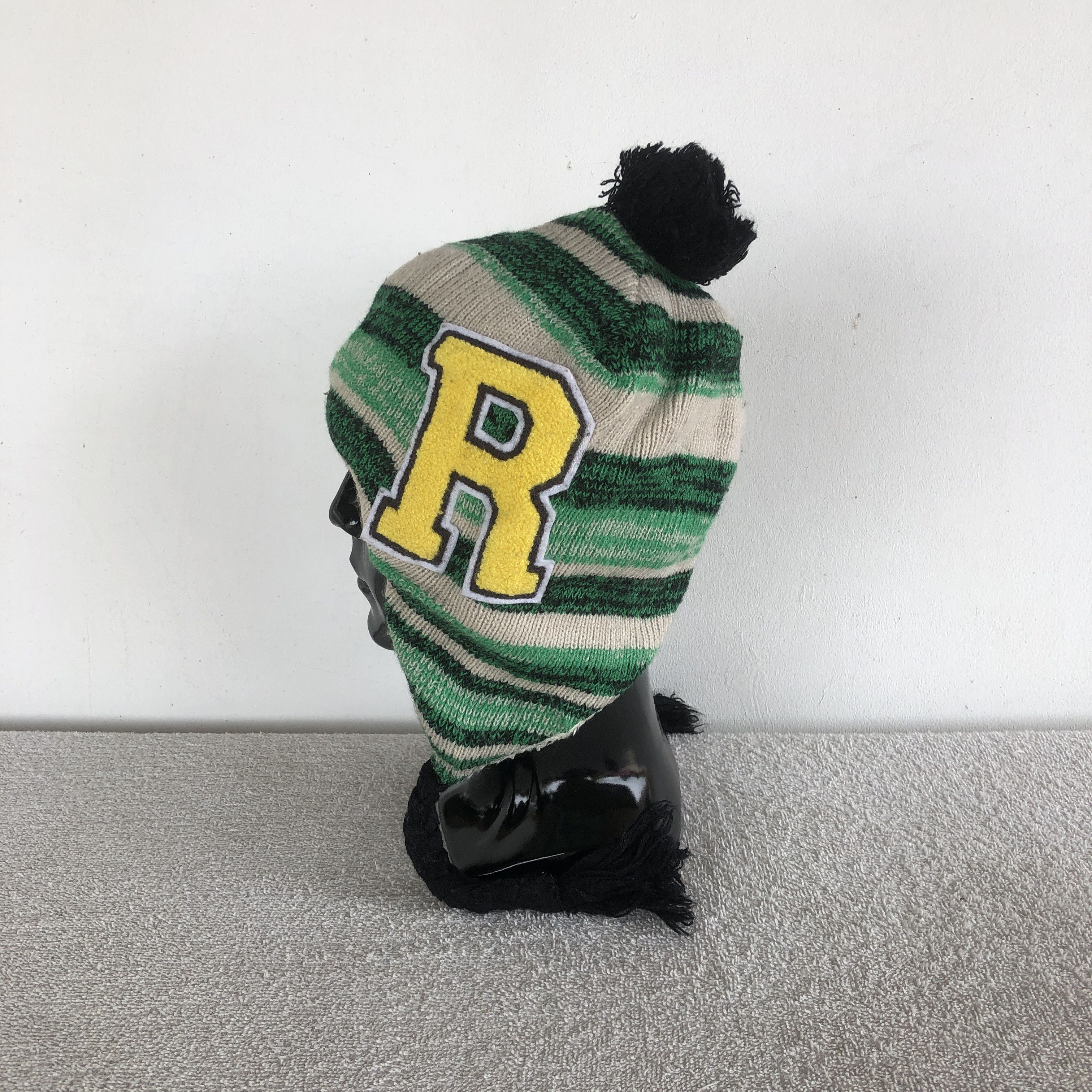 Japanese Brand Multi Color Earflap Beanie Knitted Letterman Snow Caps Hats Size ONE SIZE - 4 Thumbnail