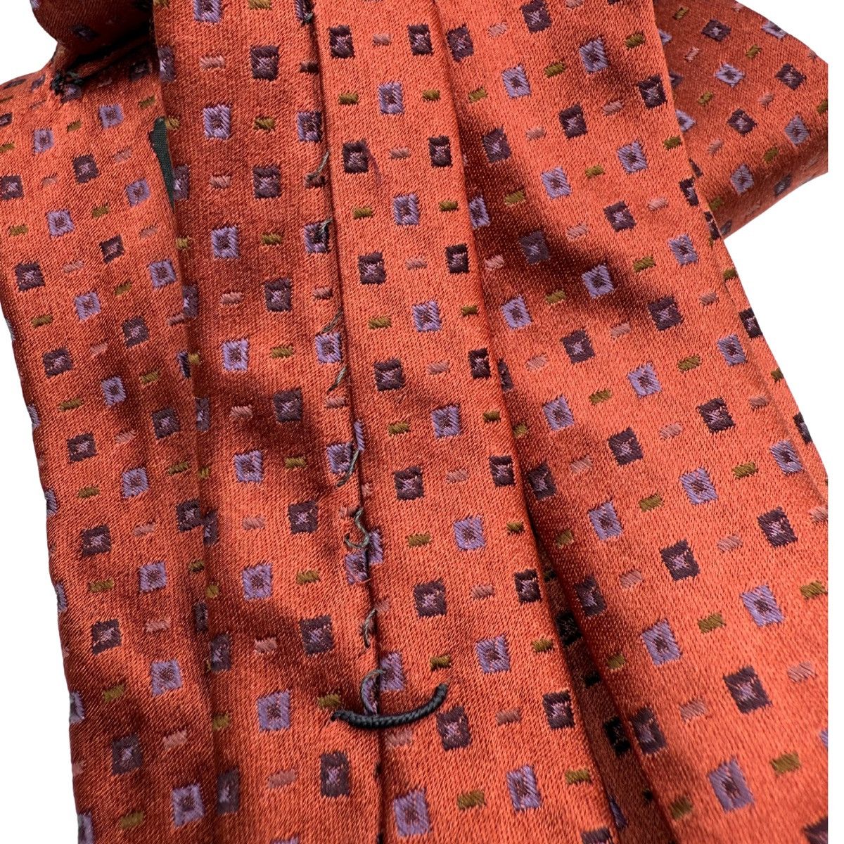 Ike Behar Ike Behar Silk Tie, Orange Woven Pattern, Made in USA Size ONE SIZE - 4 Thumbnail