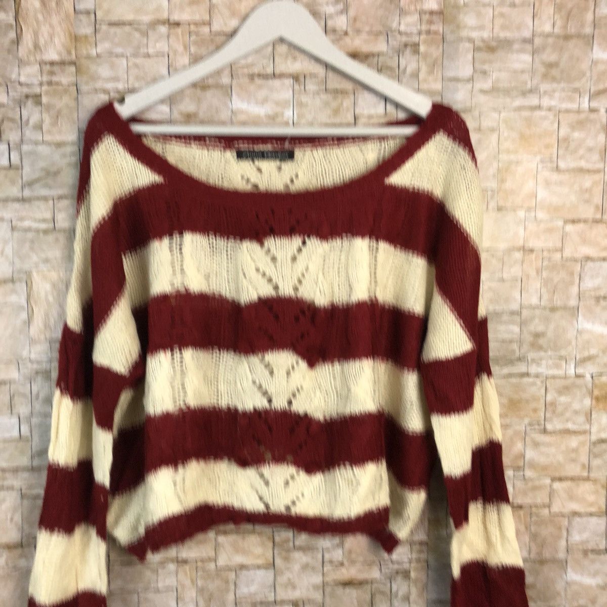 Homespun Knitwear × Japanese Brand × Solid and Striped Anne Basket Stripe Red Knitwear #A845 Size M / US 6-8 / IT 42-44 - 3 Thumbnail