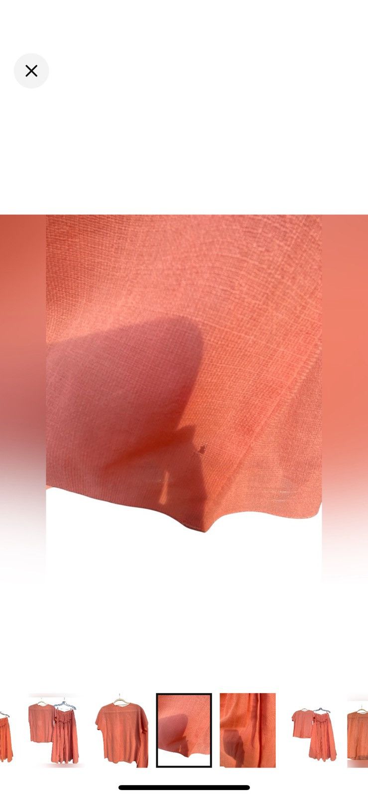 Chloe RARE 70’s VTG CHLOE LINEN CORAL SMOCKED RUFFLE SKIRT & TOP Size XS / US 0-2 / IT 36-38 - 16 Thumbnail
