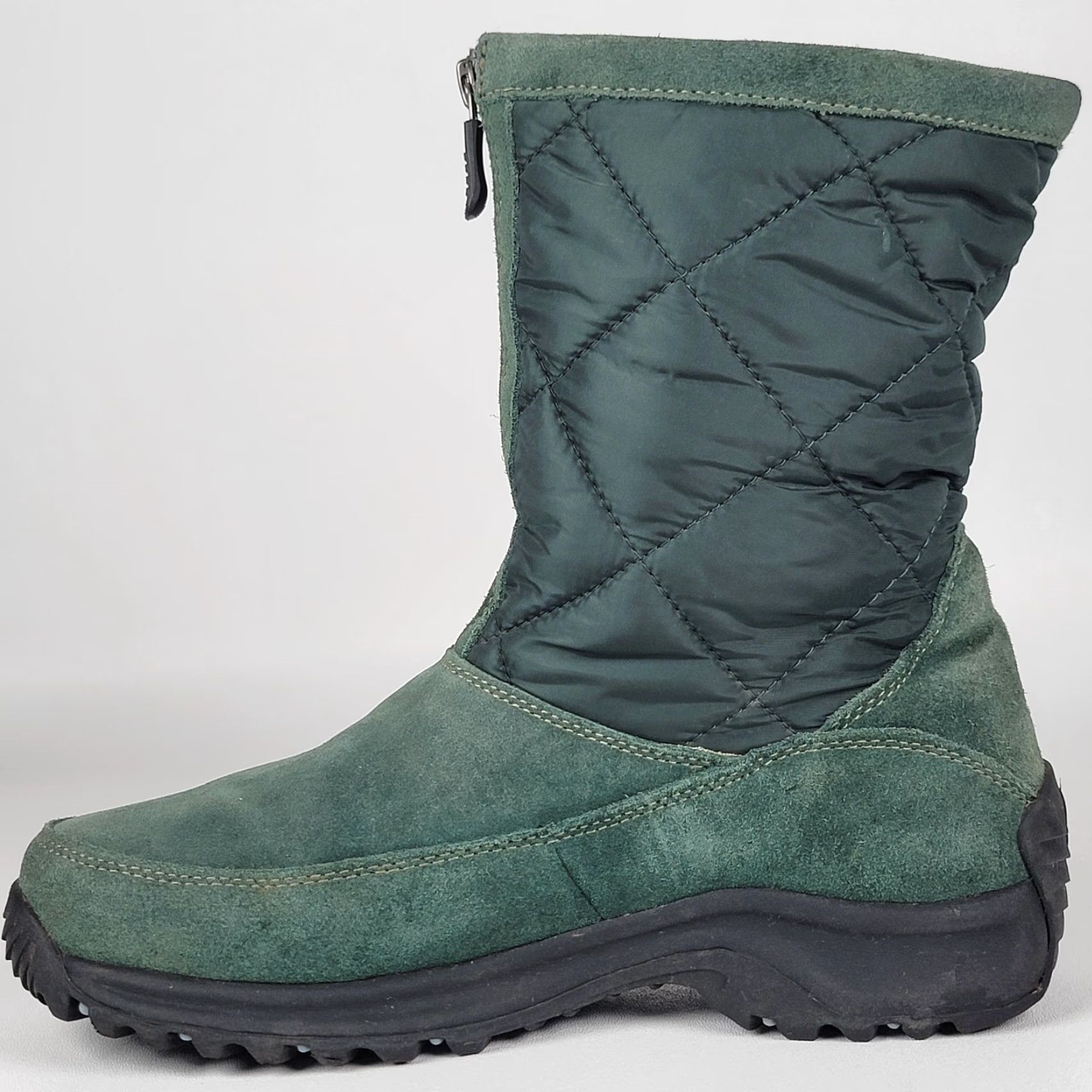 Vintage VINTAGE Lands Ends Women's 8B Snow Boots 176848 Green Suede Quilted Insulated - Casual Winter Boot Women size 8B Size US 8 / IT 38 - 4 Thumbnail