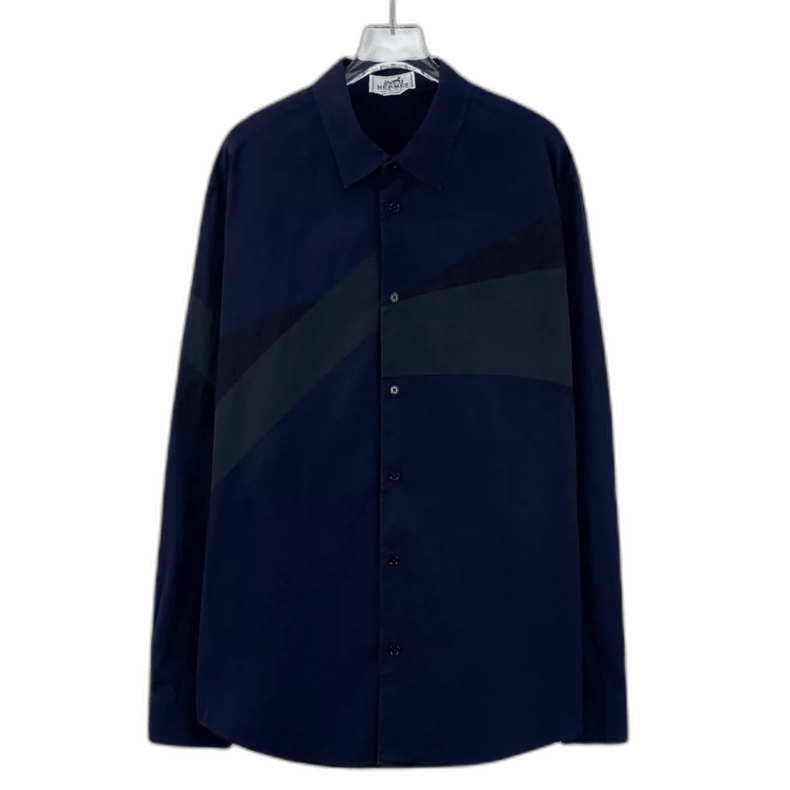 Hermes Hermes Dark Blue Cotton Long Sleeve Shirt Size US M / EU 48-50 / 2 - 1 Thumbnail