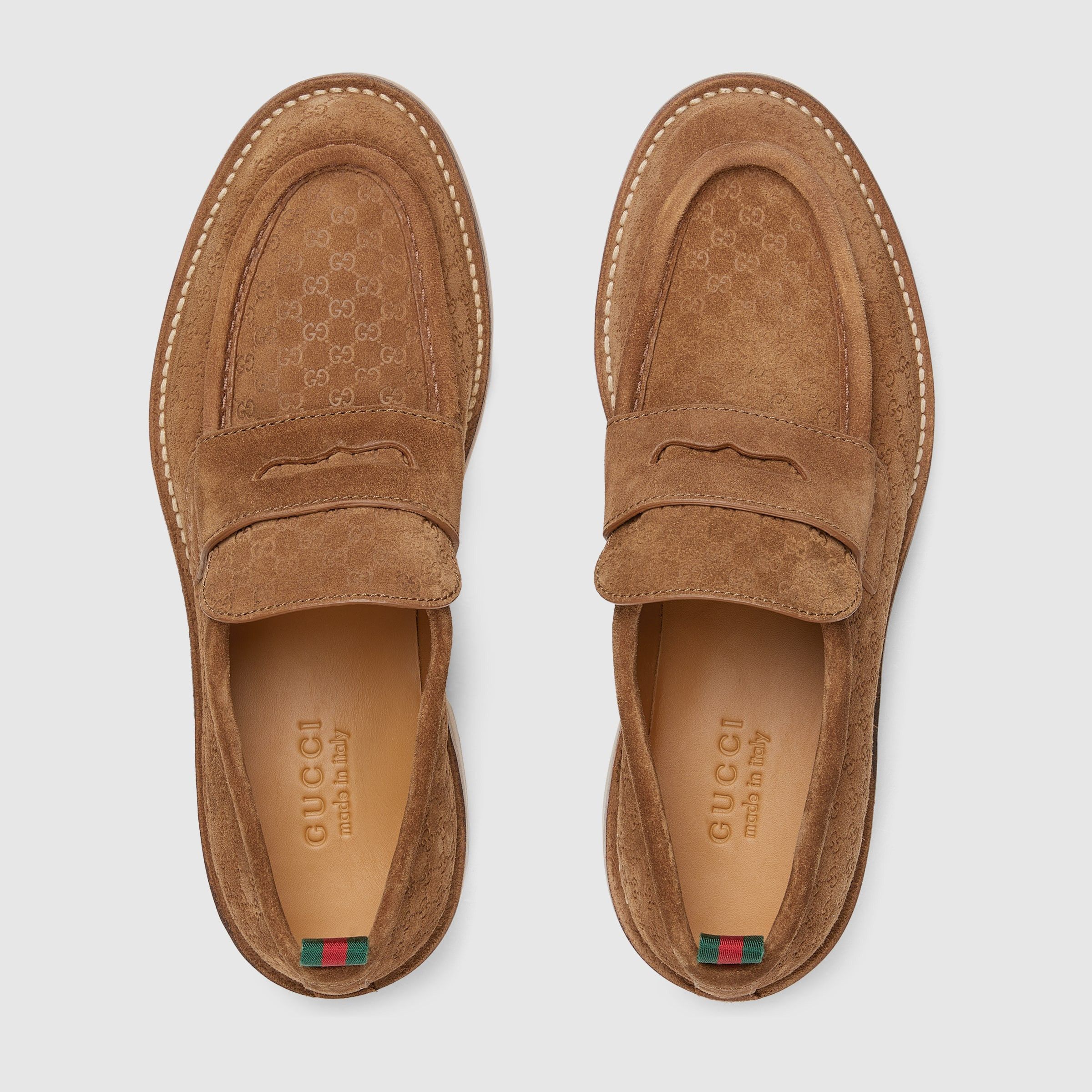 Gucci o1loc1c0326 831289 Men's Loafers With Web in Camel Size US 5.5 / EU 38 - 7 Thumbnail