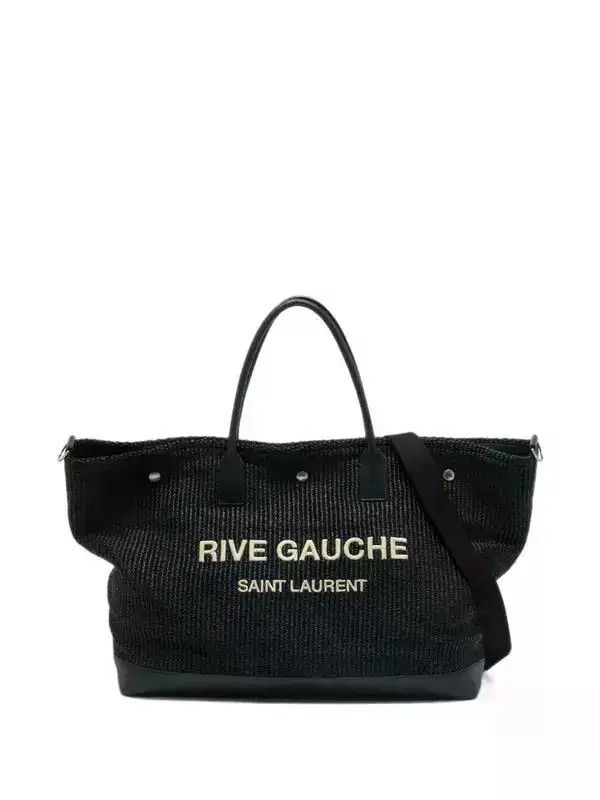 Saint Laurent Paris maxi rive gauche raffia tote bag black Size ONE SIZE - 1 Thumbnail
