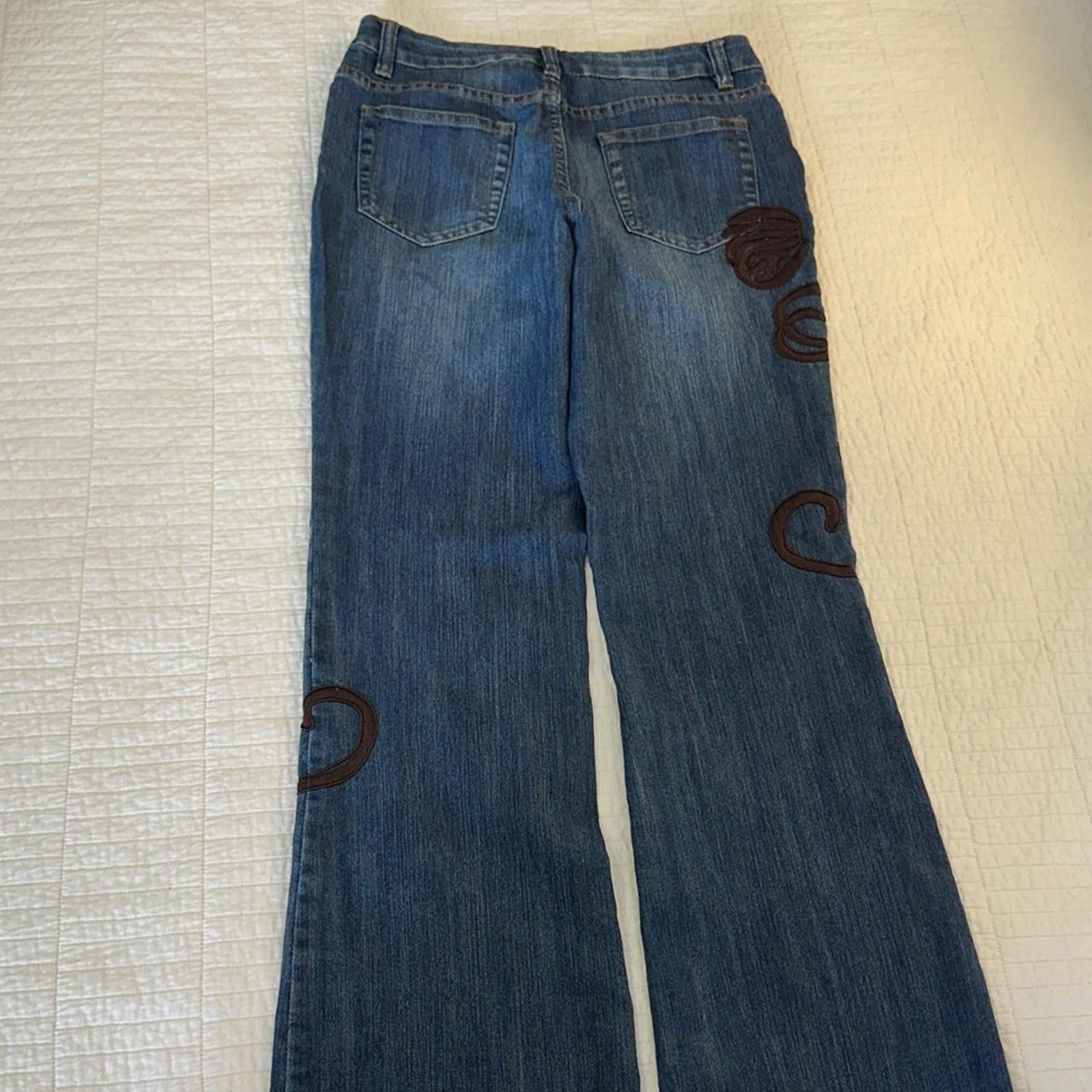 Other Boston Proper 4 Flare Denim Embellished Leg EUC Vintage Y2K Size 27" / US 4 / IT 40 - 4 Thumbnail
