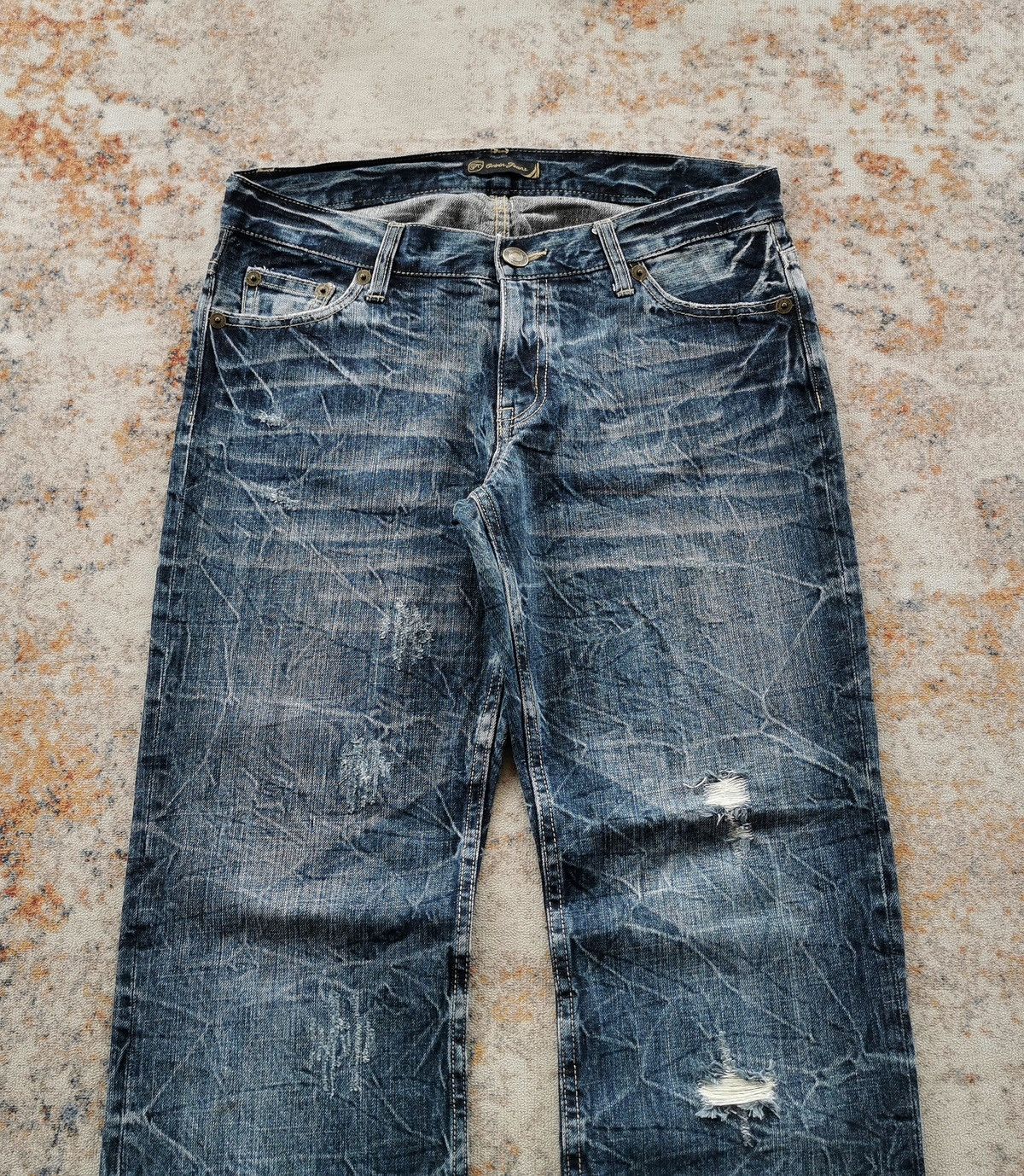 Japanese Brand Whiskers Grandmind Oririn Jeans Distressed Denim Size US 33 - 6 Thumbnail