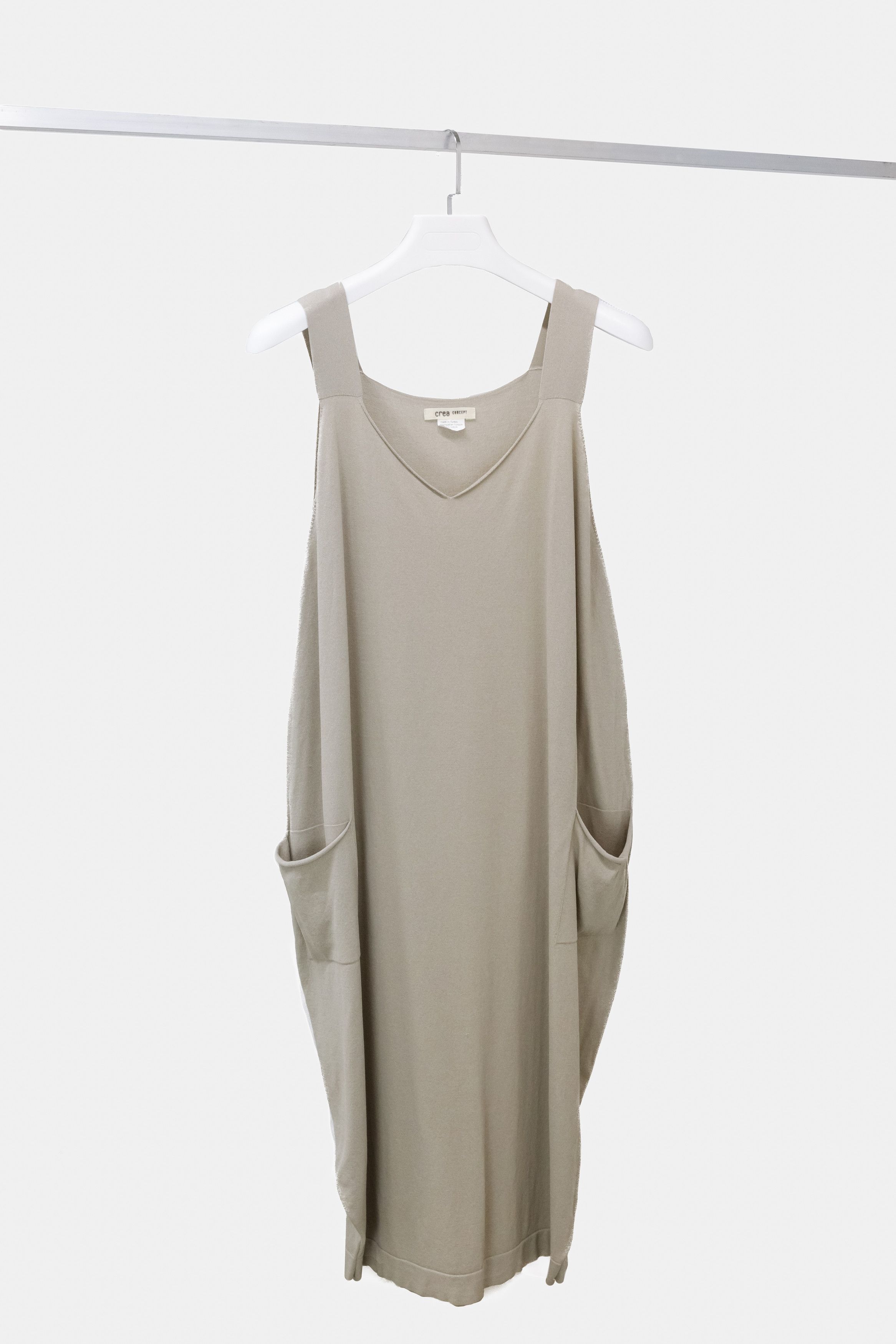 image of Designer Crea Concept Beige Bubble Tank Midi Dress, Women's