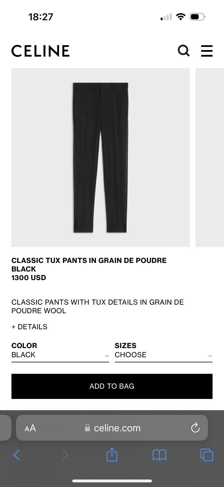 CLASSIC PANTS IN GRAIN DE POUDRE - ULTRA BLACK
