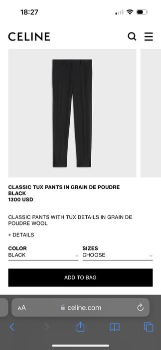 tuxedo pants in grain de poudre