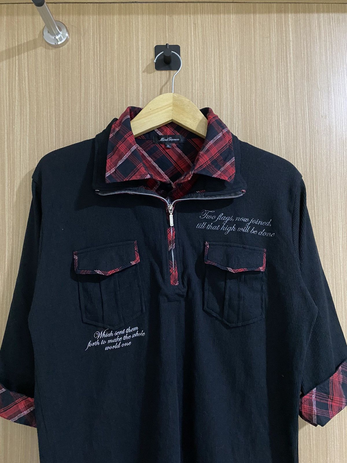 If Six Was Nine 2000s mind games double collar half zip poem punk polo shirt Size US XL / EU 56 / 4 - 2 Thumbnail