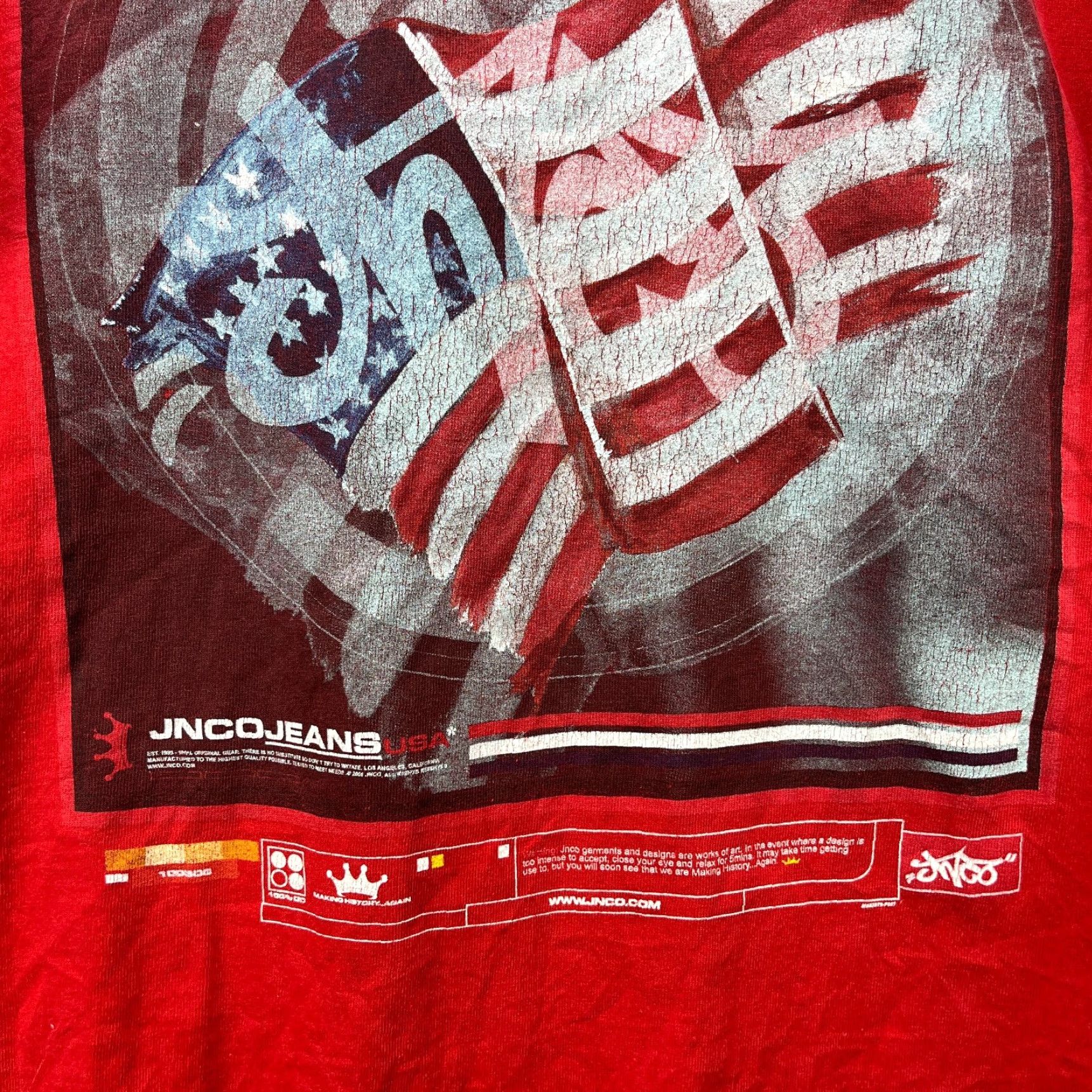 JNCO **VINTAGE Y2K JNCO USA Flag T-Shirt Large Red** User: Vintage Y2K JNCO USA Flag T-Shirt Large Red Size US L / EU 52-54 / 3 - 5 Thumbnail