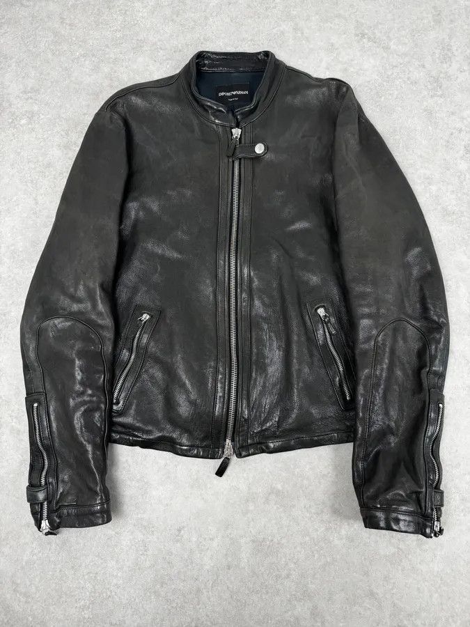 Emporio Armani SS2012 Emporio Armani Black Biker Leather Jacket Size US M / EU 48-50 / 2 - 1 Thumbnail