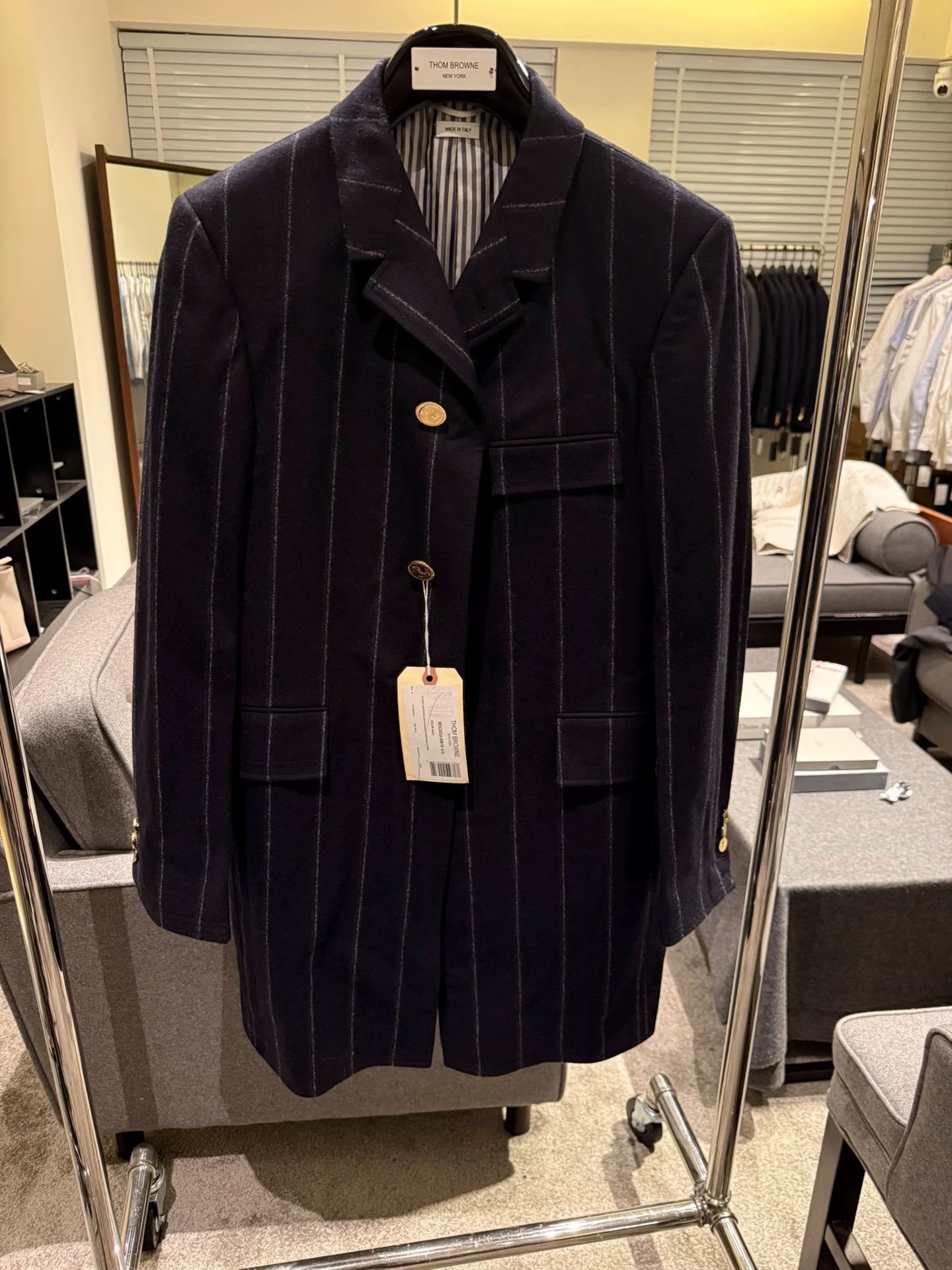 Thom Browne Thom Browne Rare Navy Stripe Wool Flannel Chester Coat 0 Size US S / EU 44-46 / 1 - 3 Thumbnail