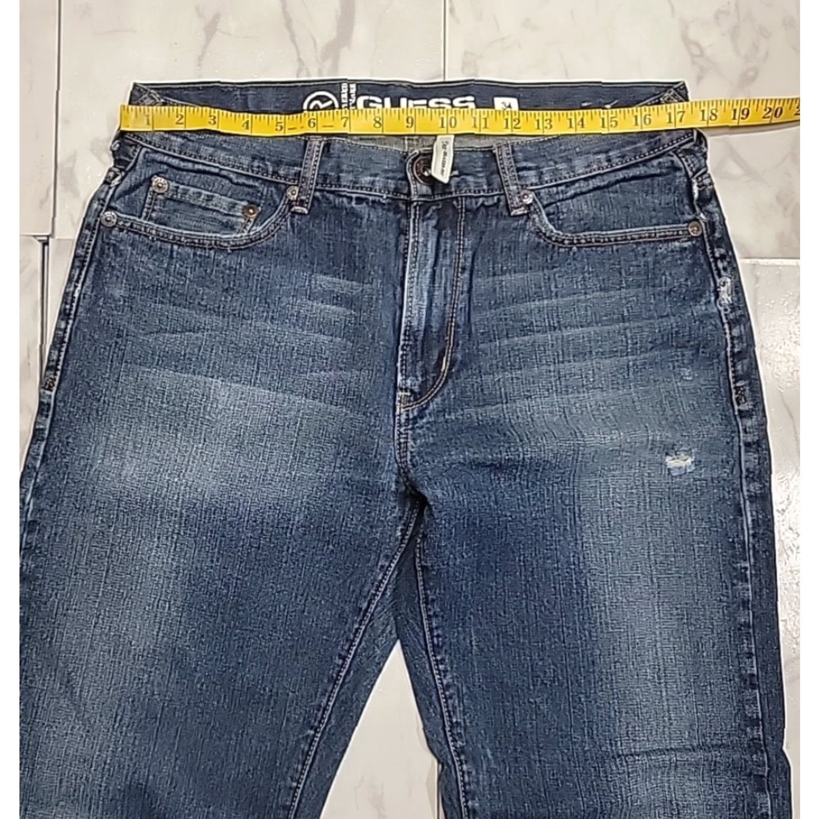 VINTAGE Guess Jeans Dean Relaxed Fit Denim Jeans Men's 34x32 Blue Regular Adult Jeans 90s Cowboy Logo Mens