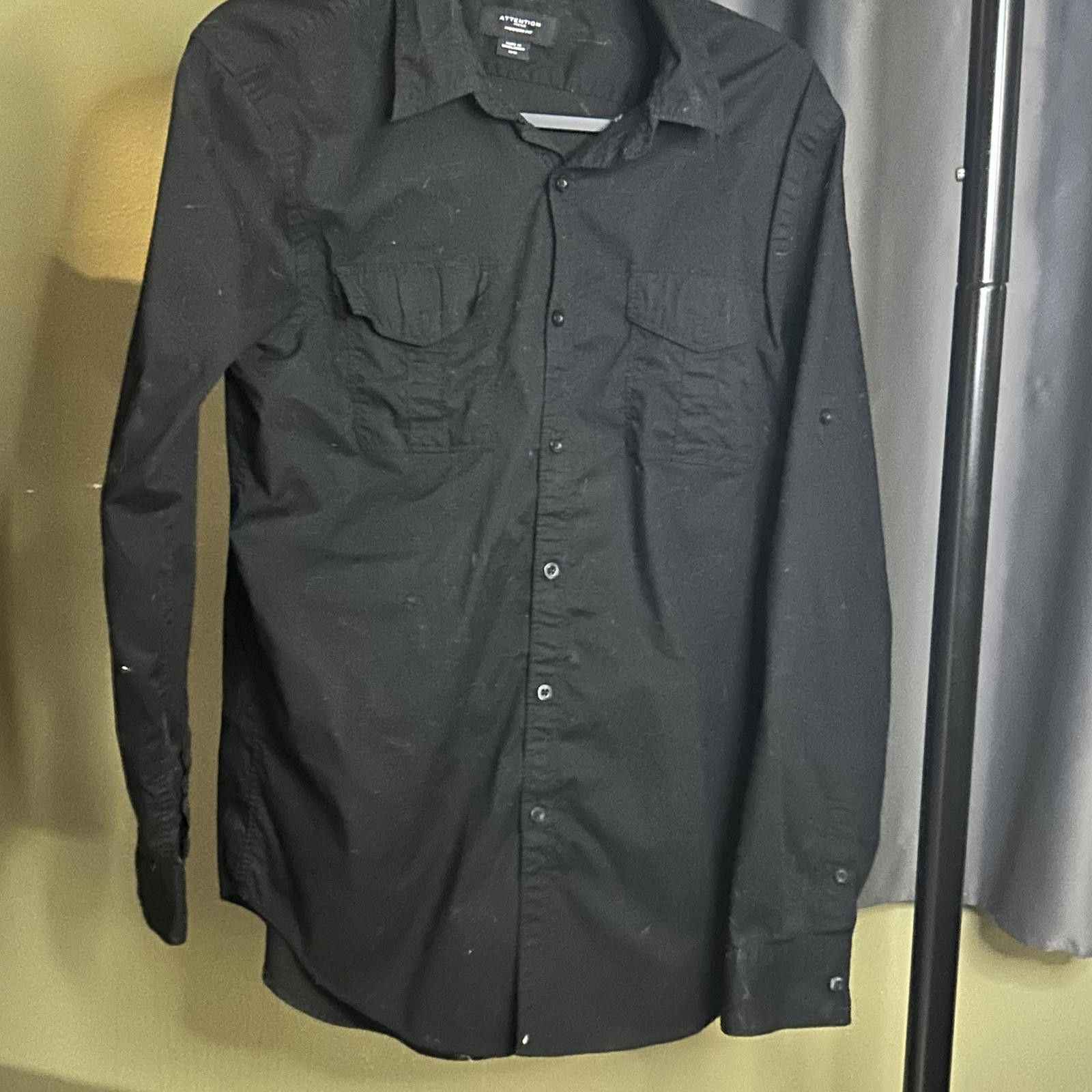 Other Attention Men's Modern Fit Black Casual Shirt Size US M / EU 48-50 / 2 - 1 Thumbnail