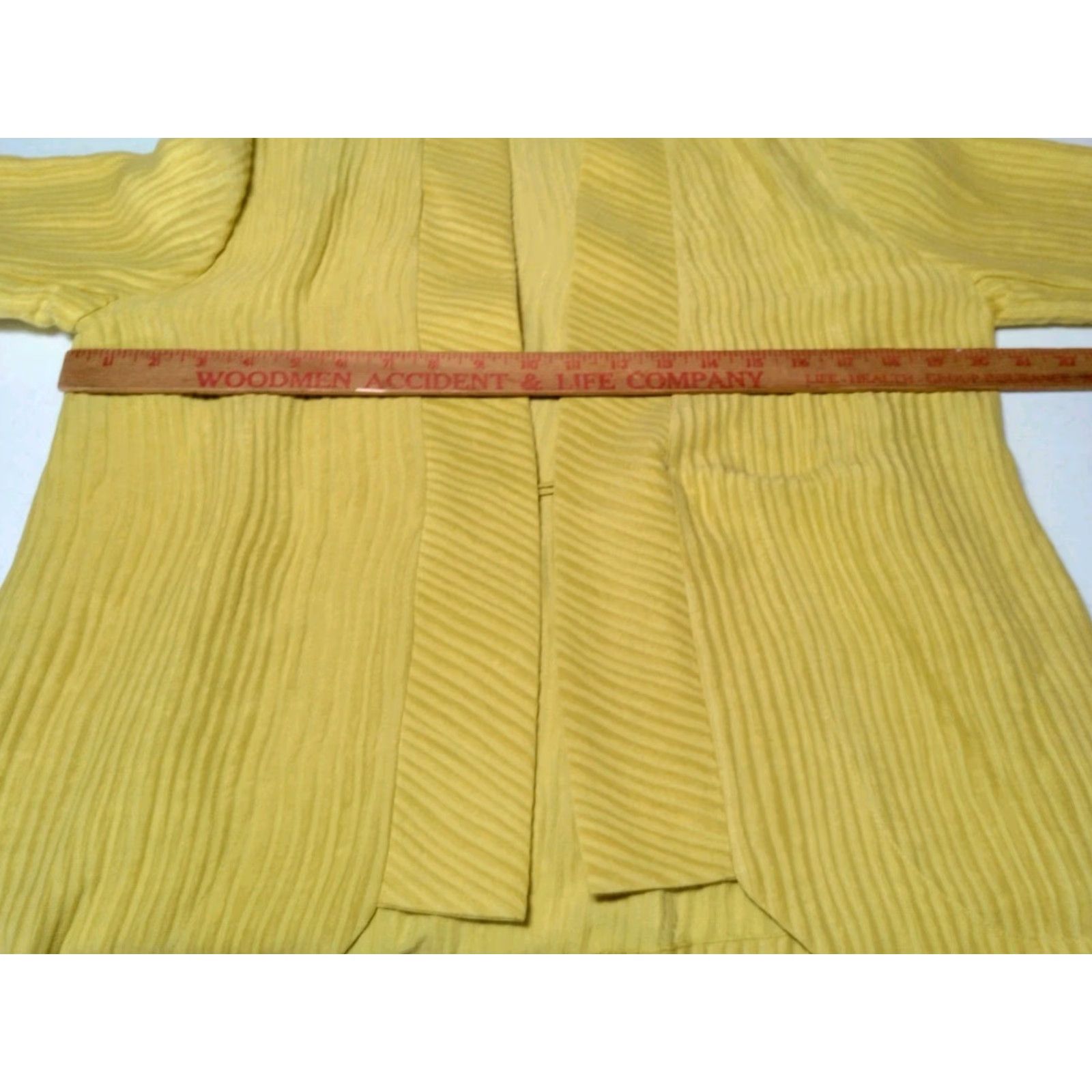 Vintage Lagenlook Women’s Gold Linen Silk Ribbed Long Sleeve Cardigan One Size Fall Spring Winter Size ONE SIZE - 4 Thumbnail