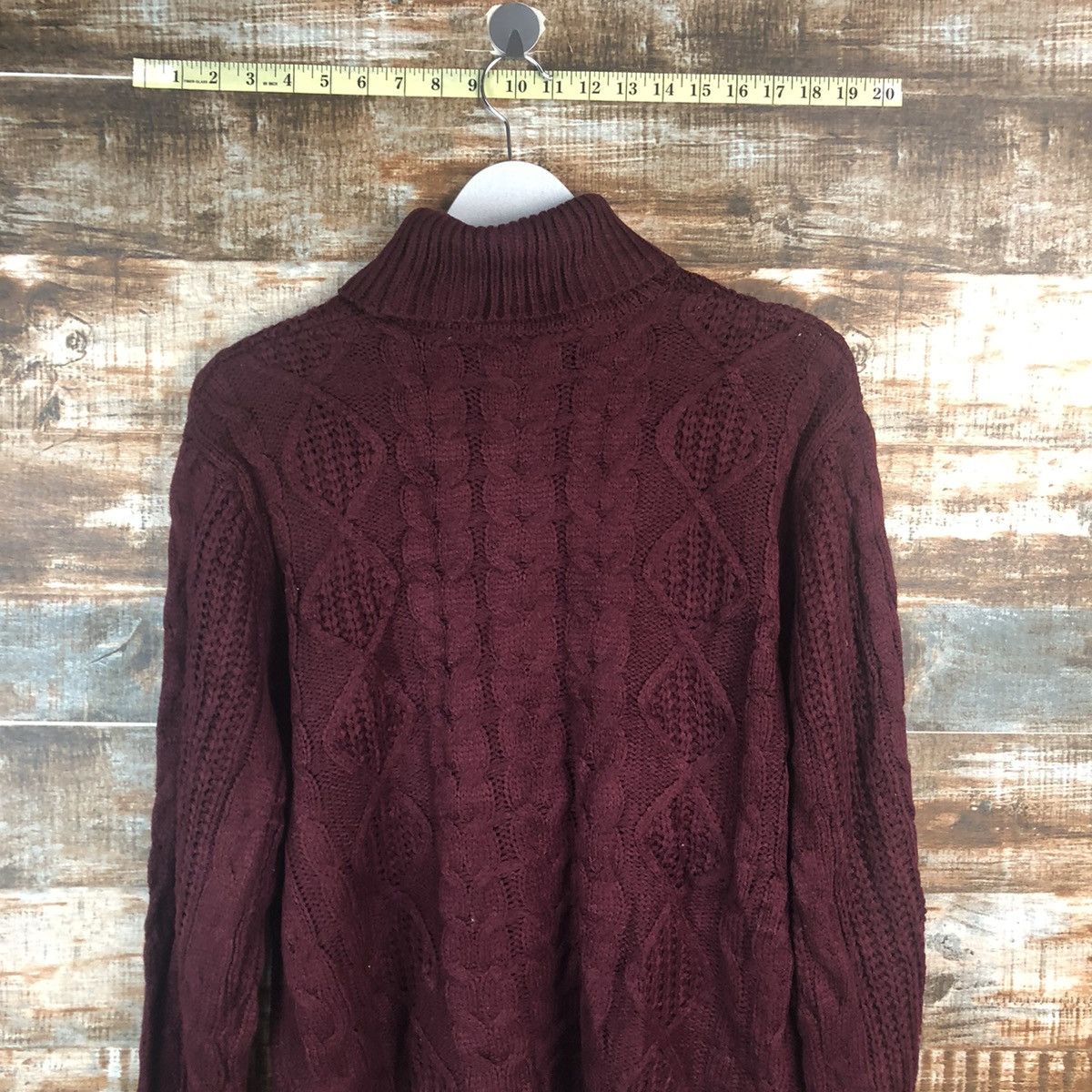 Japanese Brand Mono Mart Maroon cable Knitwear #A2257 Size US M / EU 48-50 / 2 - 13 Thumbnail