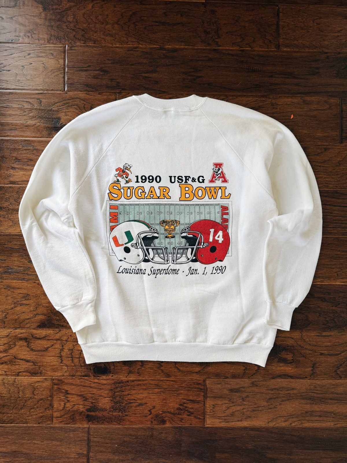 Vintage Vintage 1990 Sugar Bowl Crewneck Miami Hurricanes Alabama Size US XL / EU 56 / 4 - 1 Thumbnail
