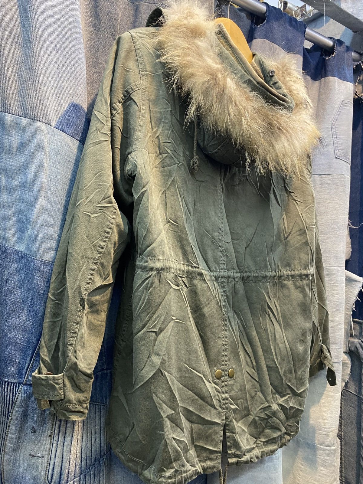 Other Olive green parka jacket with a furry hood Size US L / EU 52-54 / 3 - 9 Thumbnail