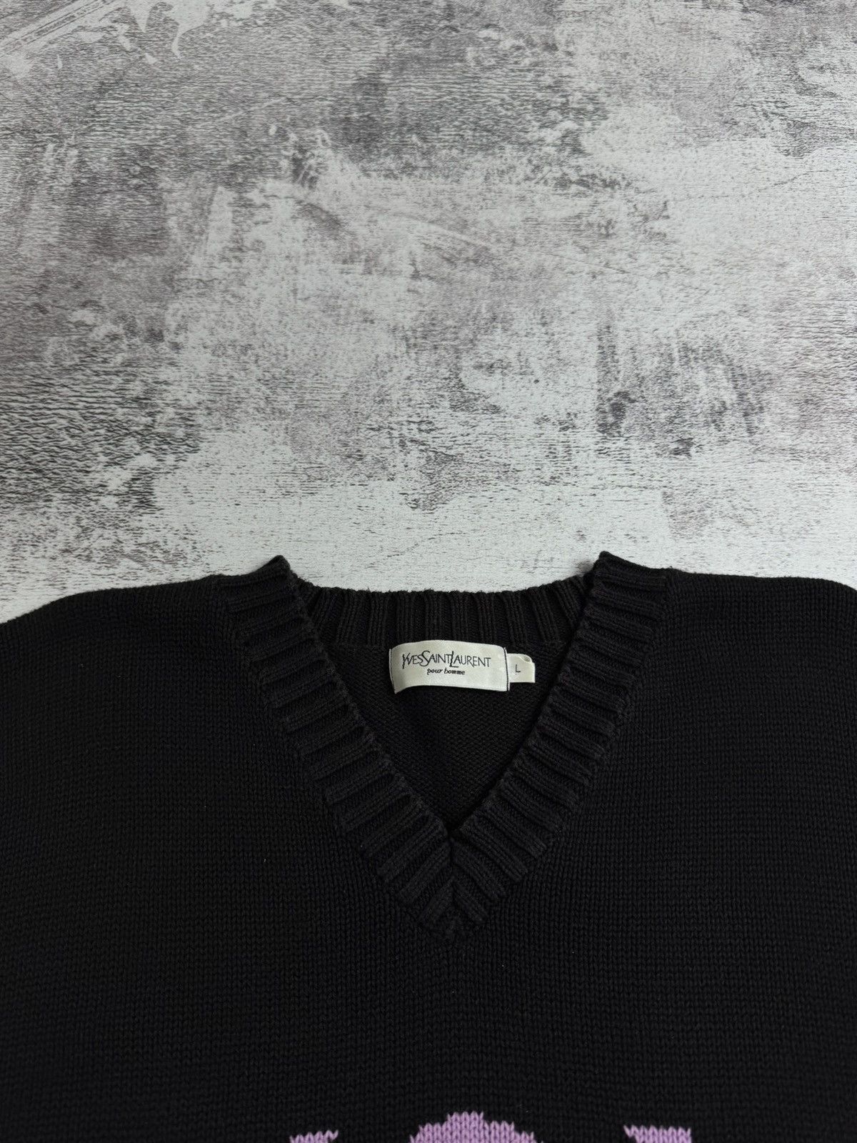 Yves Saint Laurent 90s Yves Saint Laurent YSL Knit V-Neck Sweatshirt Sweater Size US L / EU 52-54 / 3 - 8 Thumbnail