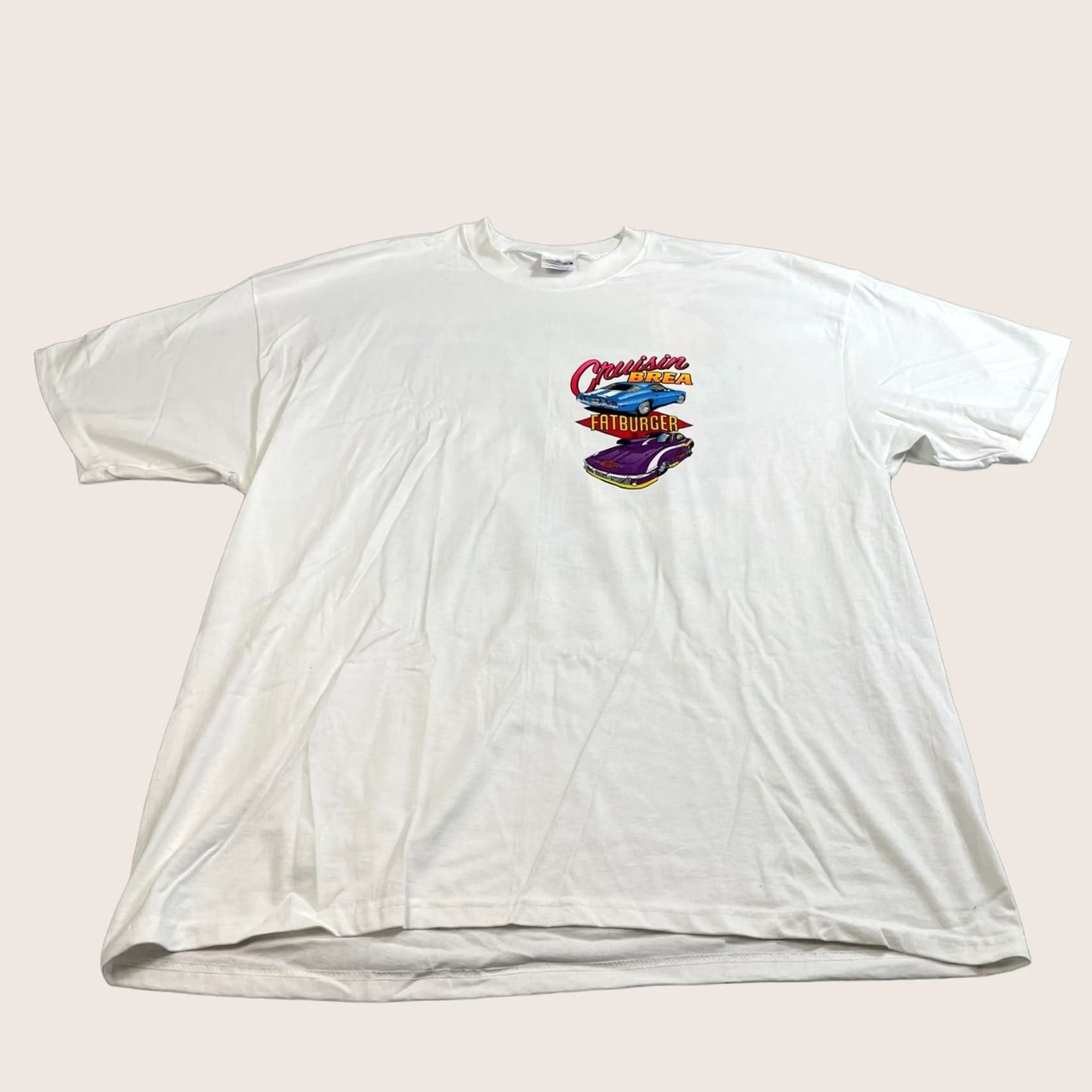 Hanes VINTAGE Hanes Fatburger Tshirt Men 2XL White Cotton Crew Neck Short Sleeve Cars 90s California Y2K Size US XXL / EU 58 / 5 - 1 Thumbnail
