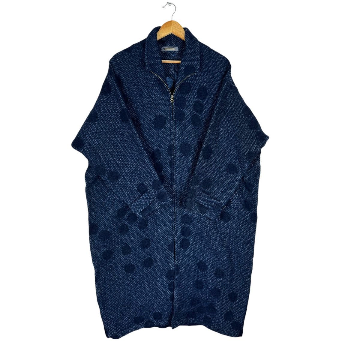Indigo × Issey Miyake × Vintage 🌟80s ISSEY MIYAKE FW1986 BLANKET WOOL LONG JACKET Size M / US 6-8 / IT 42-44 - 2 Thumbnail