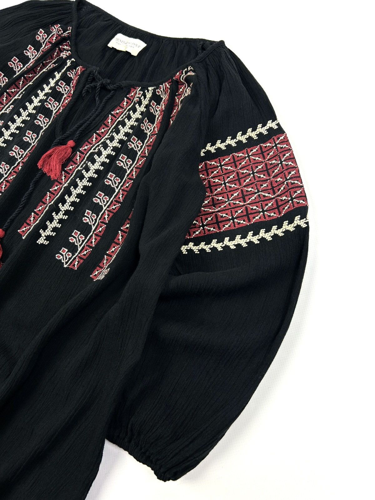 Denim & Supply Ralph Lauren Rare Ralph Lauren Denim Supply Blouse Black Embroidery Boho Size XXS / US 00 / IT 34 - 5 Thumbnail