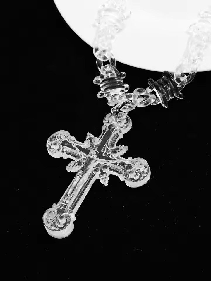 Jewelry 🔥 Luxe Acrylic Cross Necklace | Clear Crystal Design Size ONE SIZE - 4 Thumbnail