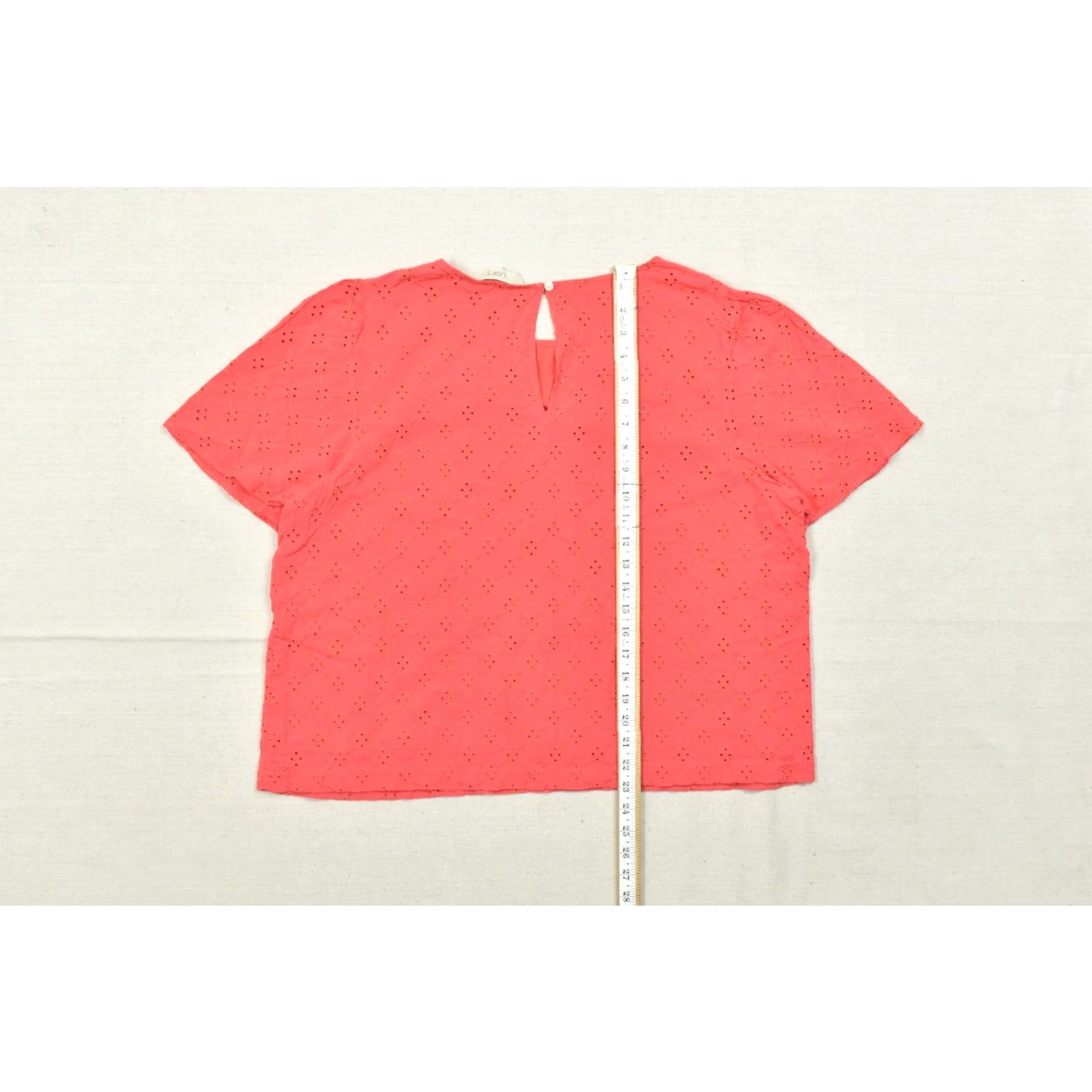 Loft LOFT Blouse Shirt Womens XL Coral Pink Eyelet Embroidered Short Sleeve Rayon Pullover Round Neck Casual Summer Spring Size XL / US 12-14 / IT 48-50 - 5 Thumbnail