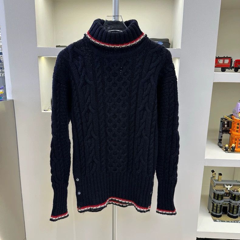 Thom Browne Thom Browne size4 Knitted sweater with high collar and wool Size US XL / EU 56 / 4 - 1 Thumbnail