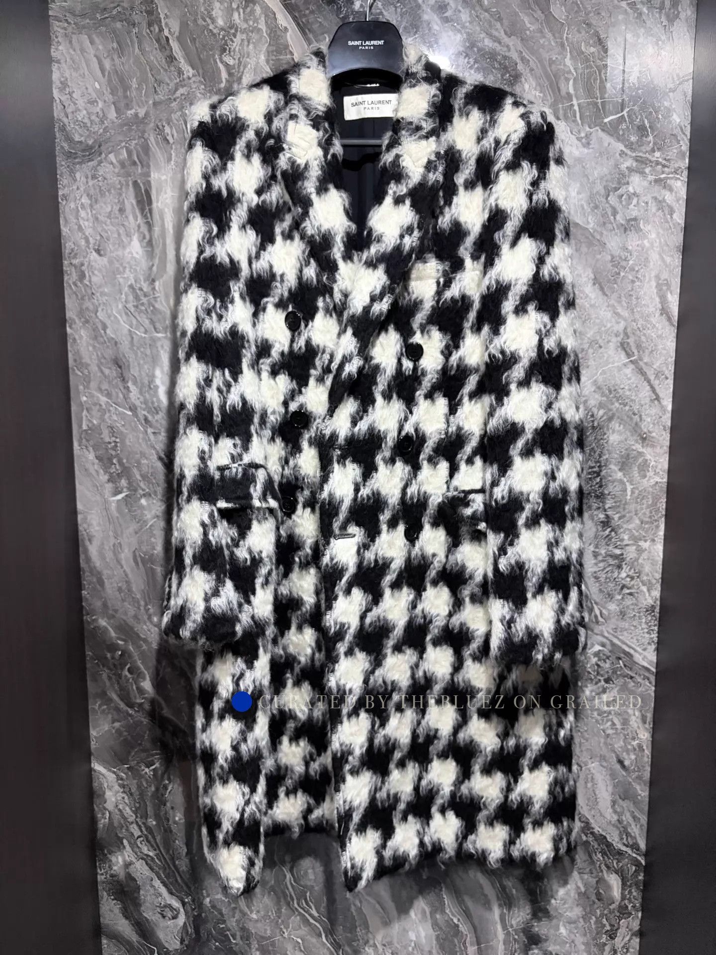 Saint Laurent Paris Houndstooth Overcoat in Multi Colorway Size US L / EU 52-54 / 3 - 1 Thumbnail